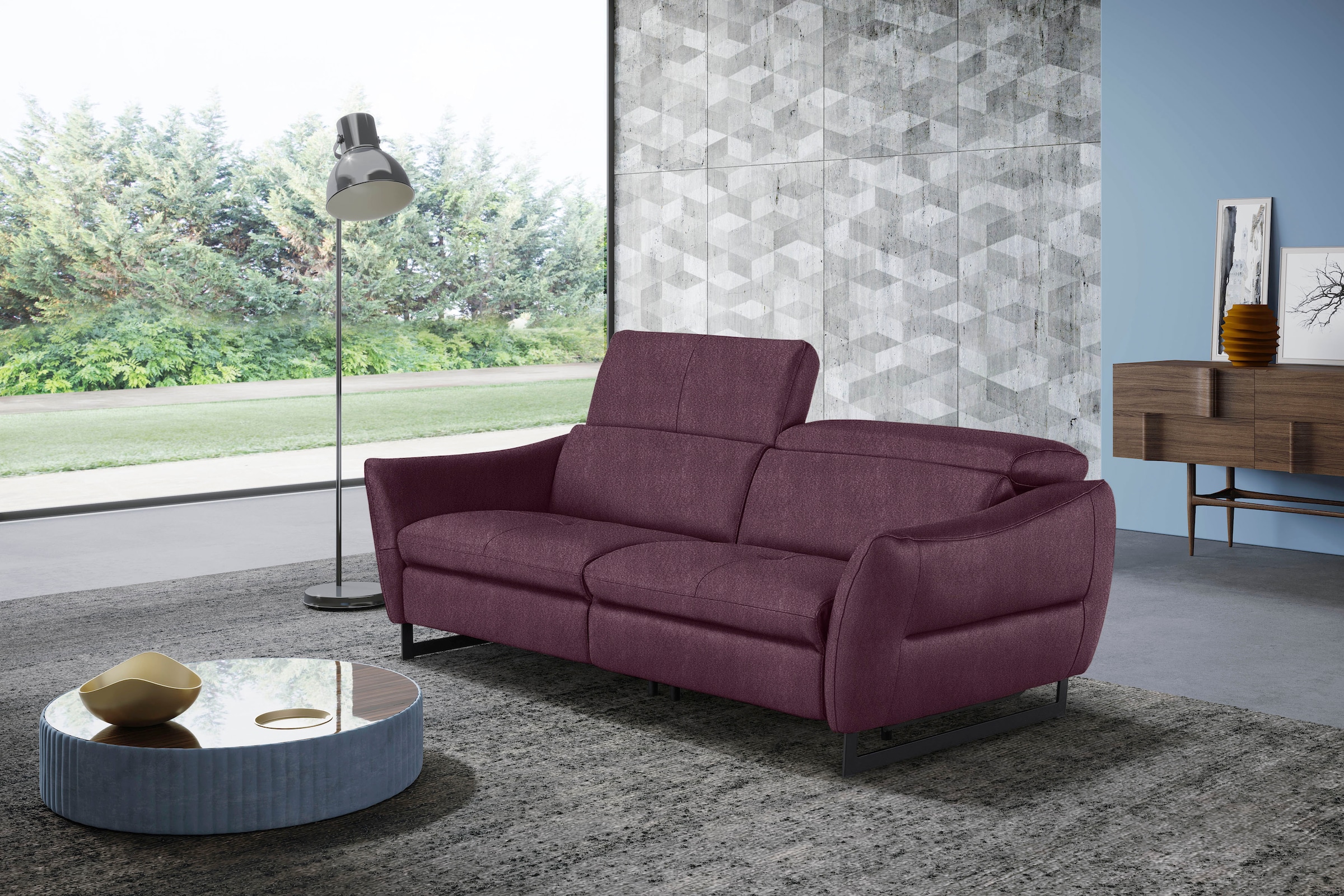 Egoitaliano 2,5-Sitzer »Dafne, elegantes Designsofa mit hohem Sitzkomfort«, wahlw. mit elektrischer Relaxfunktion, Kopfteile manuell verstellbar