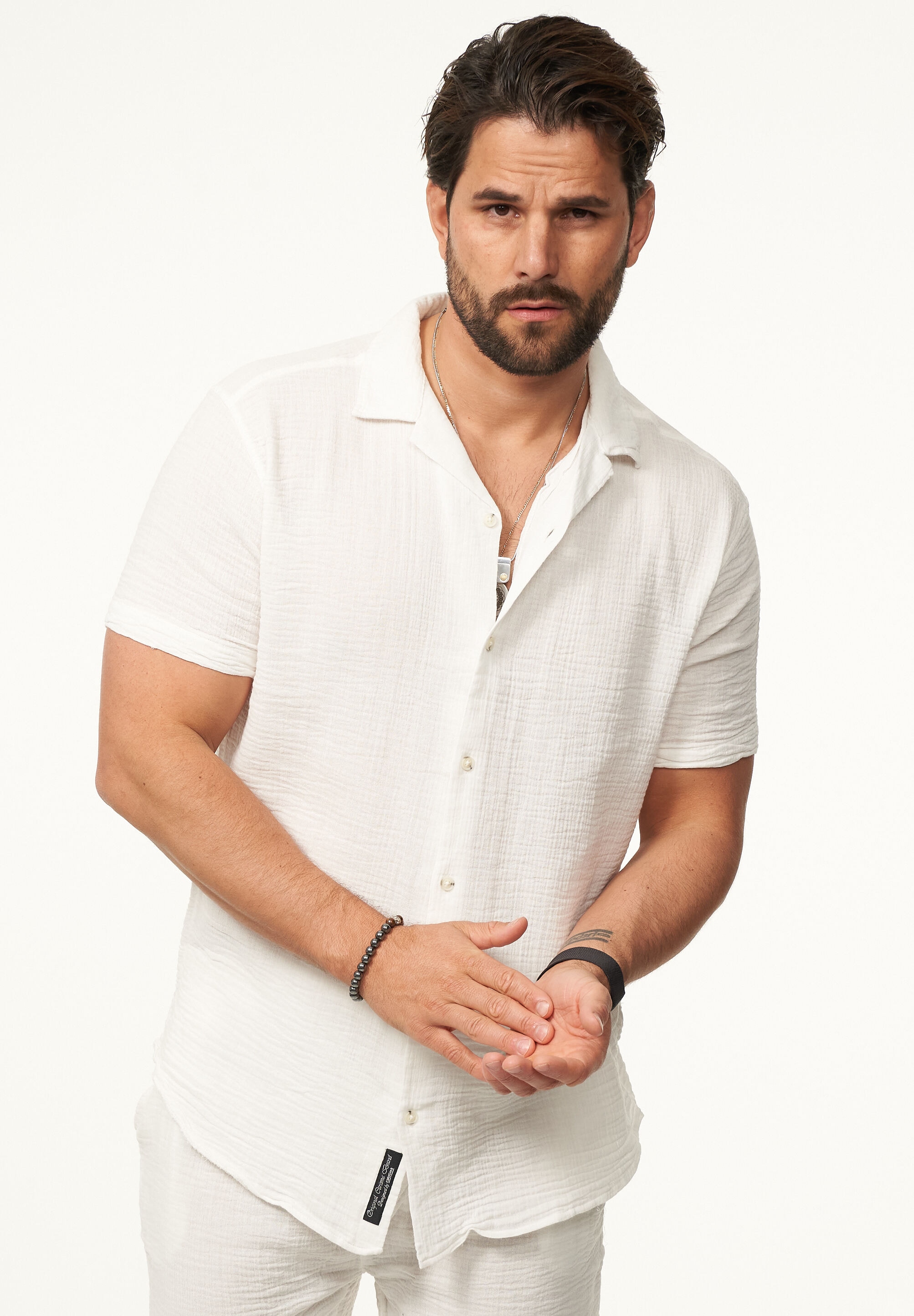 CARISMA Kurzarmhemd »im Vintage Summer-Look in Crinkle Optik« Herren luftig leichtes Kurzarm Feinstrick Polo-Hemd T-Shirt