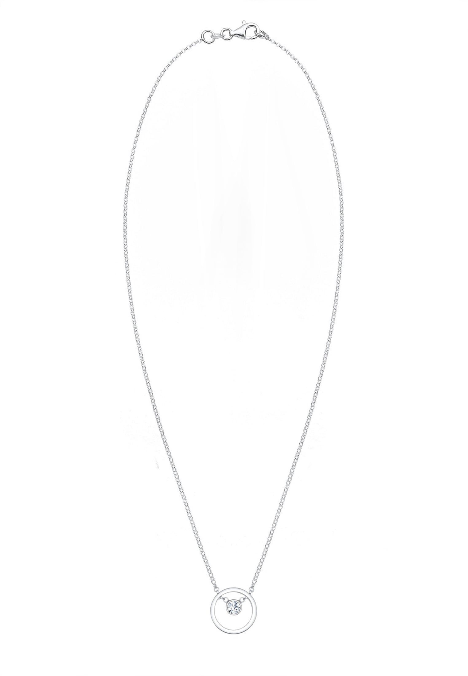 Elli Silberkette »Halskette Kreis Glas Kristalle Weiß 925 Sterling Silber«