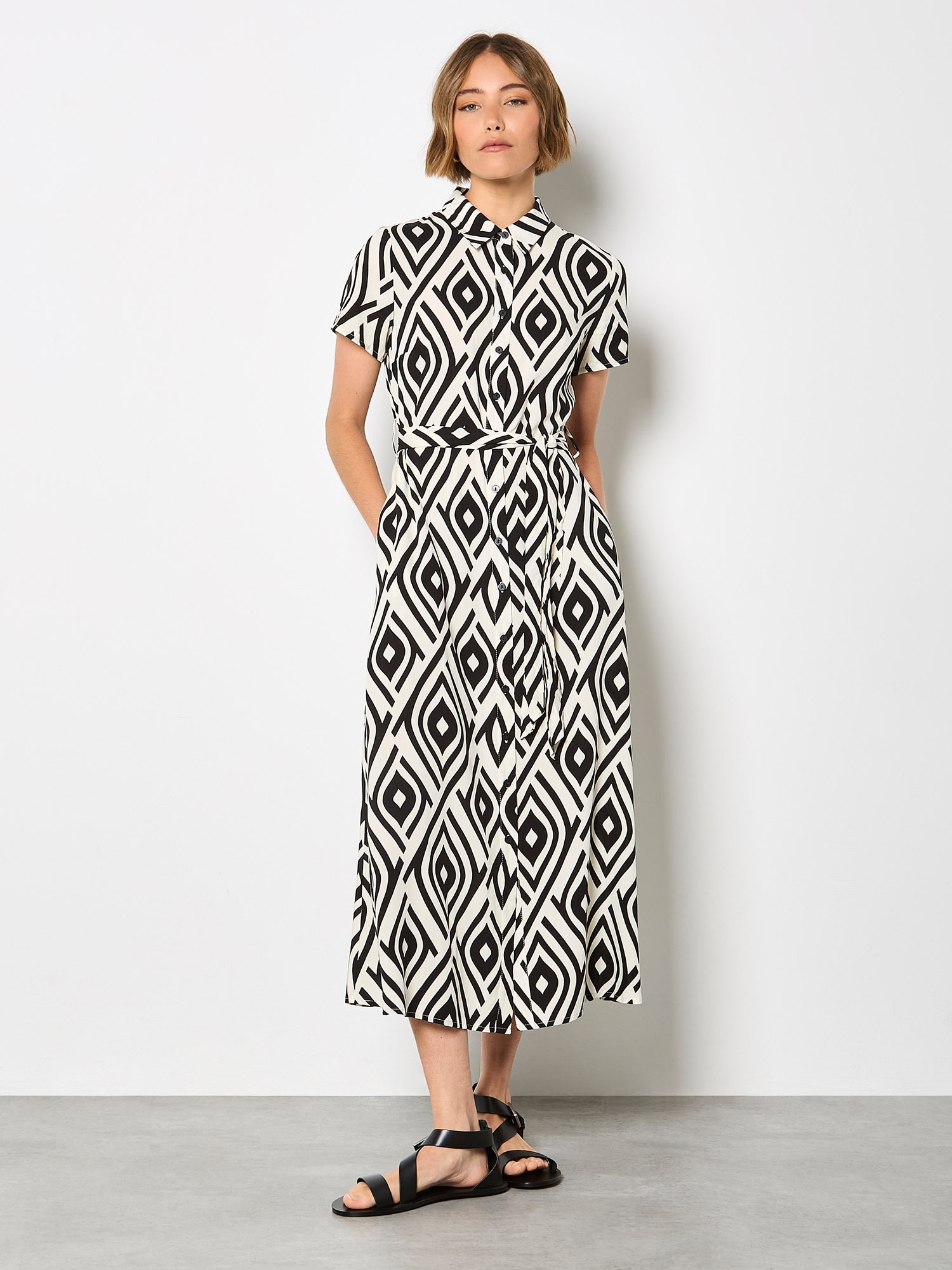 Apricot Druckkleid »Midikleid« mit Bindeband,  mit Bindeband