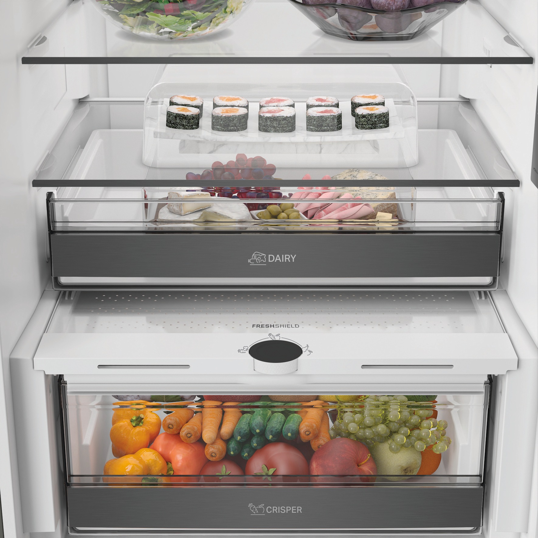 BAUKNECHT Kühl-/Gefrierkombination »KGN ECO 201AM IN« 203,5 cm hoch 59,5 cm breit FreshShield hält Temperatur und Feuchtigkeit perfekt im Gleichgewicht