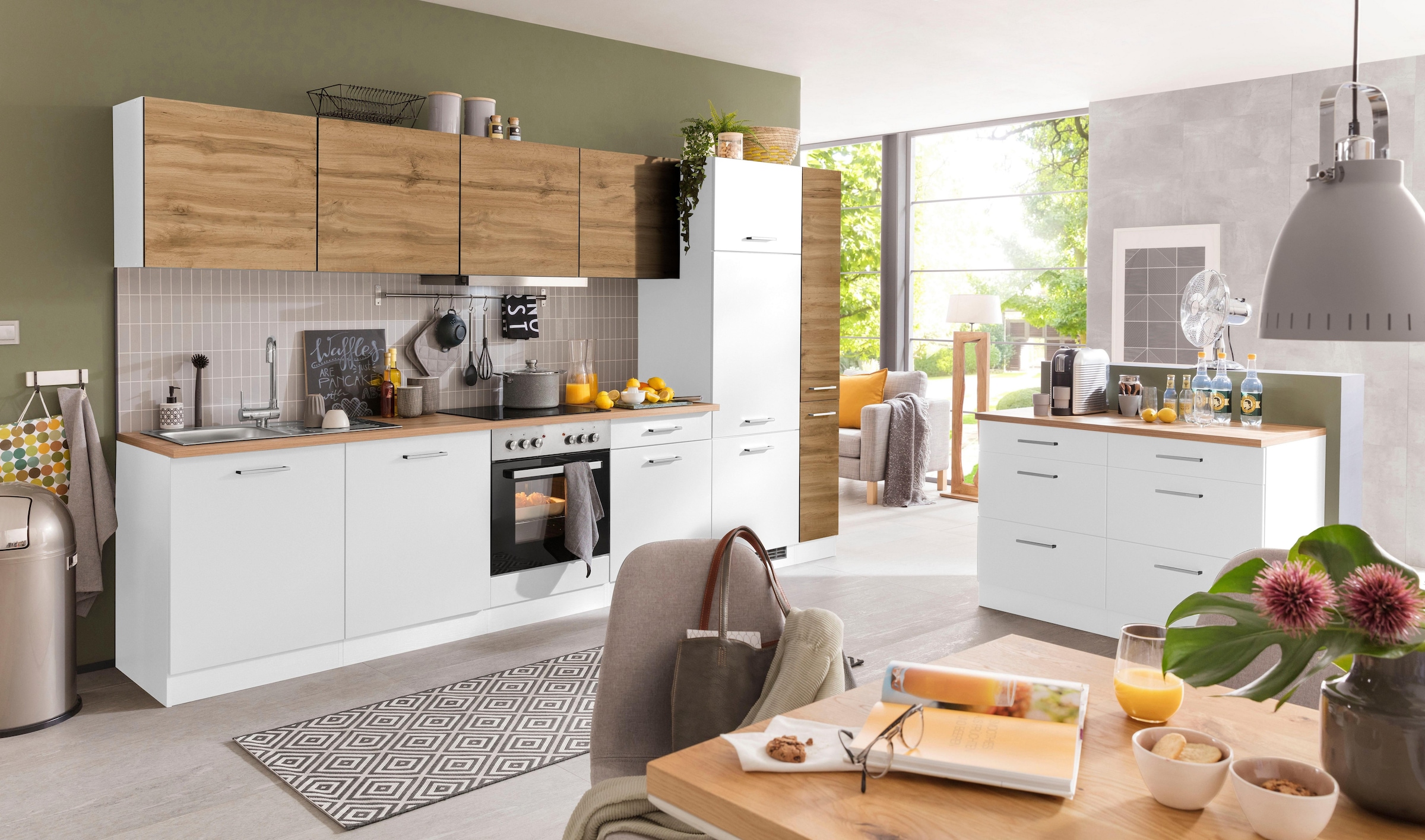 KOCHSTATION Küchenzeile »KS-Kehl«, mit E-Geräten, Breite 330 cm, inkl. Kühlschrank und Geschirrspüler