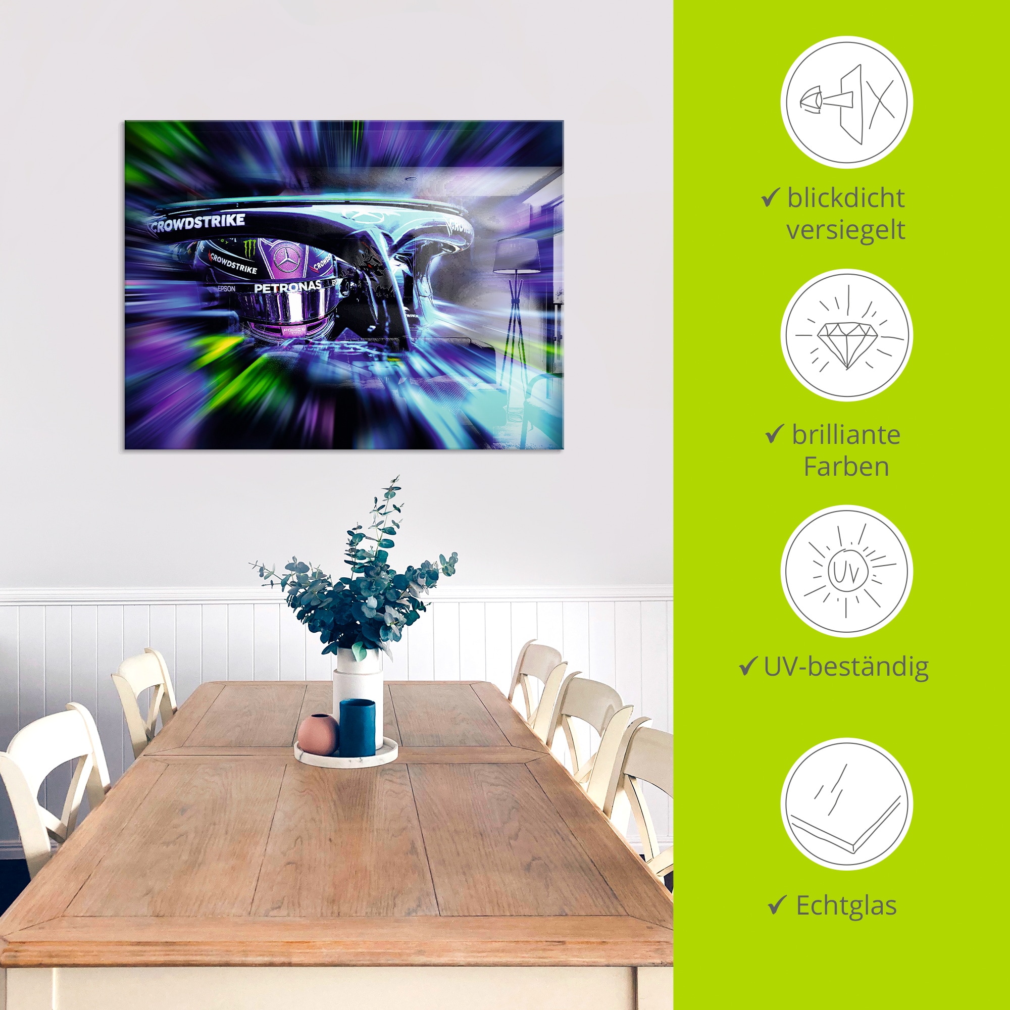 Artland Glasbild »LH44 - Hamilton in kreativen Farben« Funsport 1 Stk. tlg. in verschiedenen Größen