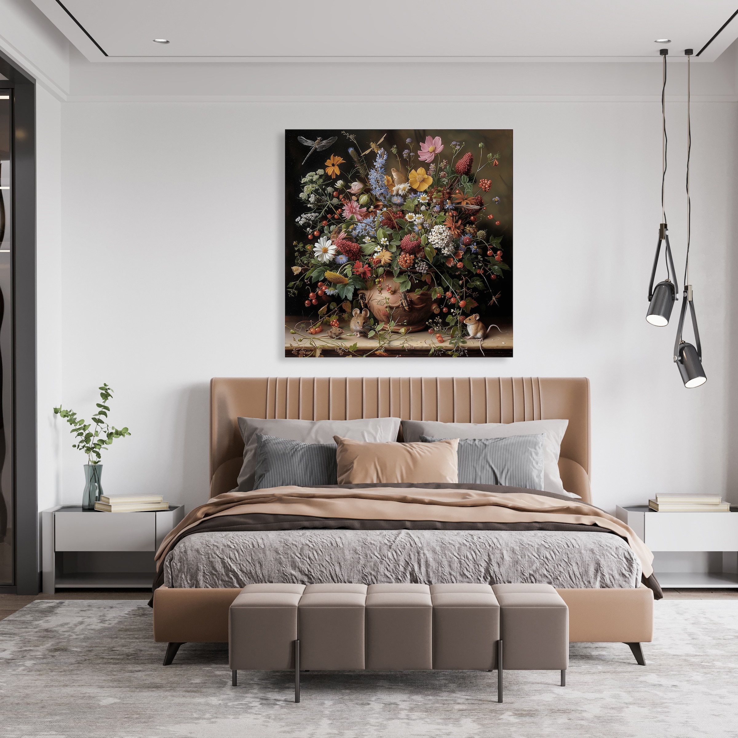 queence Leinwandbild »Frühlingsstrauß«, Blumen-Blumenbilder-Gemälde-Kunst-Pflanzen-Pflanzenbilder-Romantisch-Stillleben-Vasen-Vasen & Töpfe, (1 St.), Premium-Leinwandstoff, Handarbeit aus Deutschland