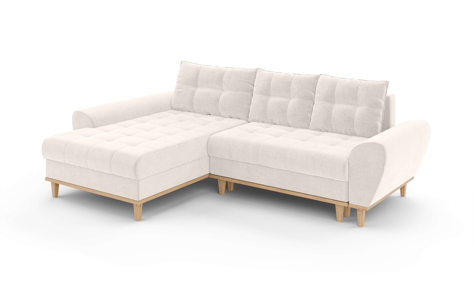 Home affaire Ecksofa »Ahrdorf mit Bettfunktion und Bettkasten, Maße: B/H/T 268/86/175 cm«, L-Form mit 3 Rückenkissen und moderne gerundete Armlehnen