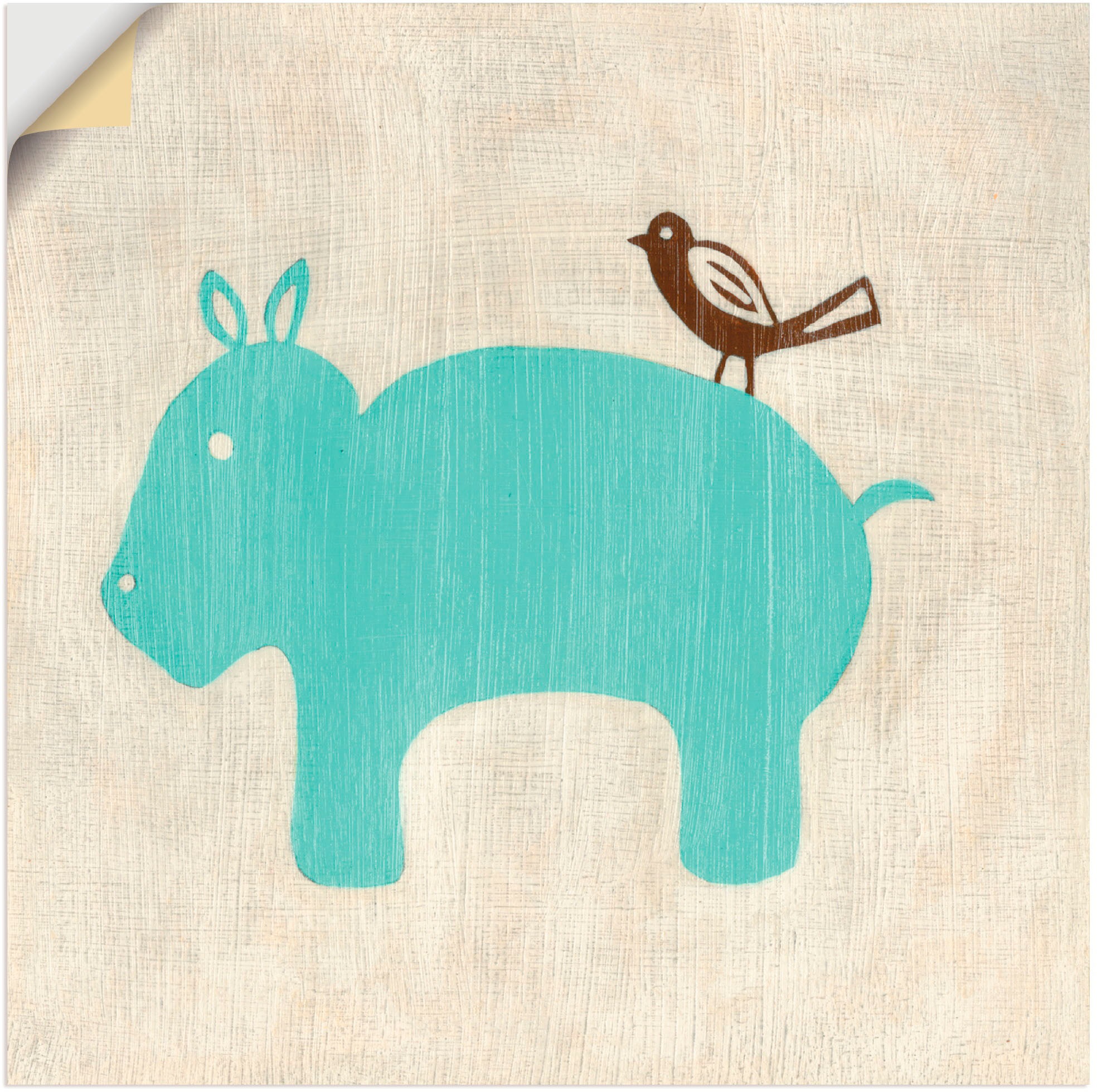 Artland Wandbild »Beste Freunde-Nilpferd«, Tiere, (1 St.), in vielen Größen & Produktarten - Alubild / Outdoorbild für den Außenbereich, Leinwandbild, Poster, Wandaufkleber / Wandtattoo auch für Badezimmer geeignet