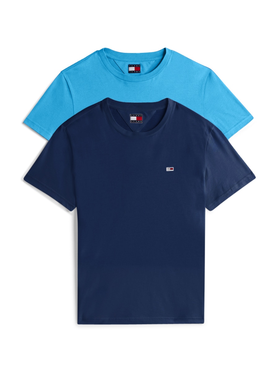 Tommy Jeans Rundhalsshirt »TJM XSLIM 2PACK JERSEY TEE EXT« Packung, 2er-Pack,  Logostickerei, 2Pack