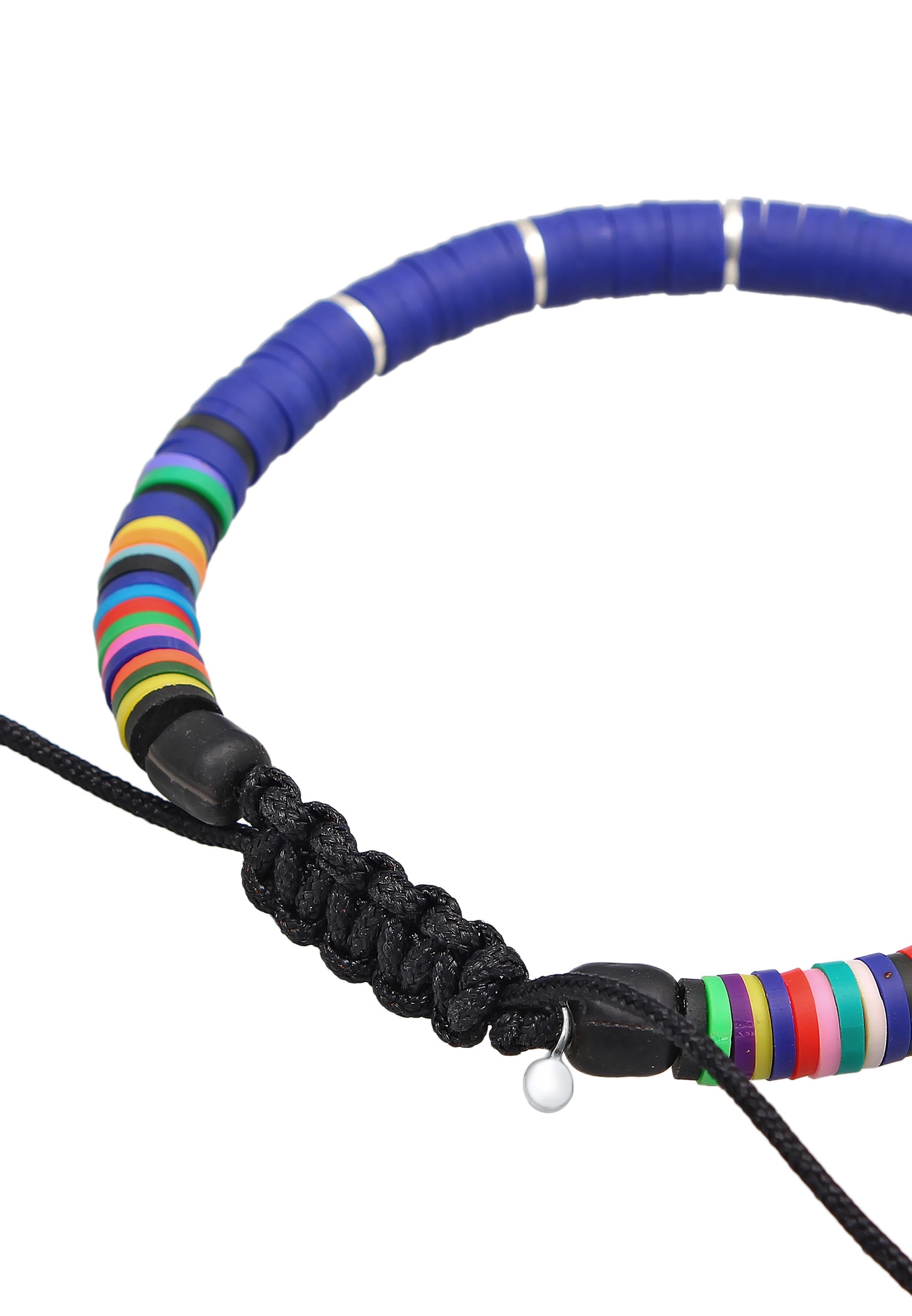 Kuzzoi Armkette »Armband Herren Heishi Glas Beads Textilband 925 Silber«