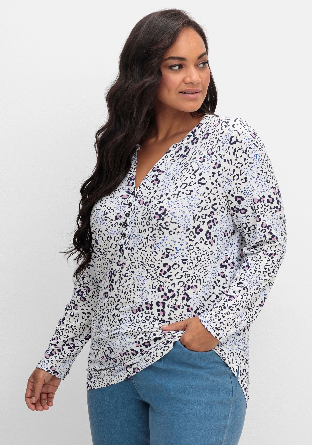 Blusenshirt »Shirtbluse mit Animalprint und Knopfleiste«, mit Animalprint und Knopfleiste