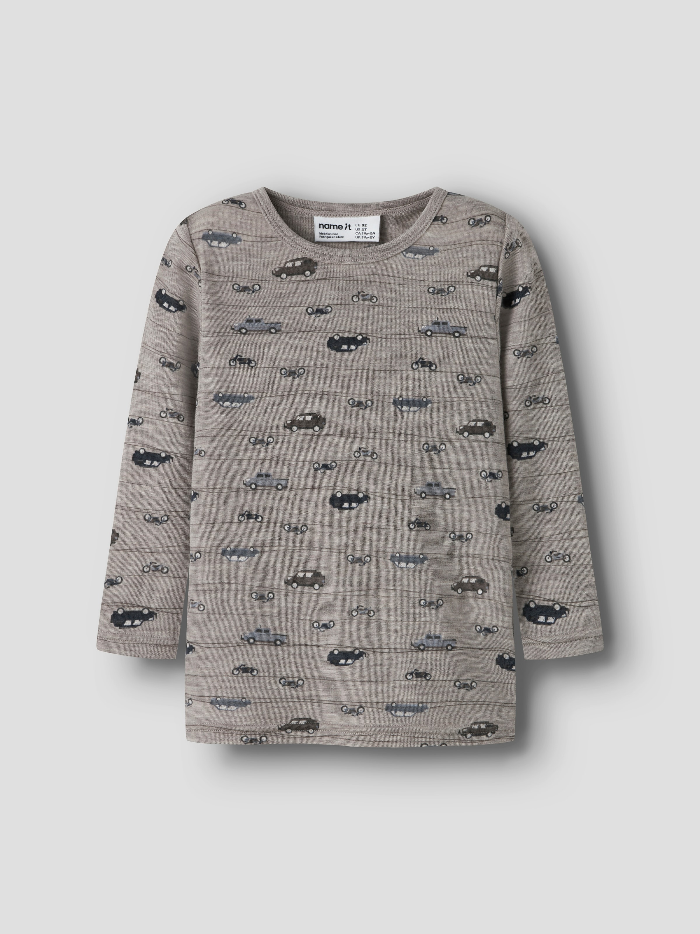 Name It Langarmshirt »NMMWANG WOOL RIB LS TOP AOP NOOS« aus weicher und wärmender Merinowolle