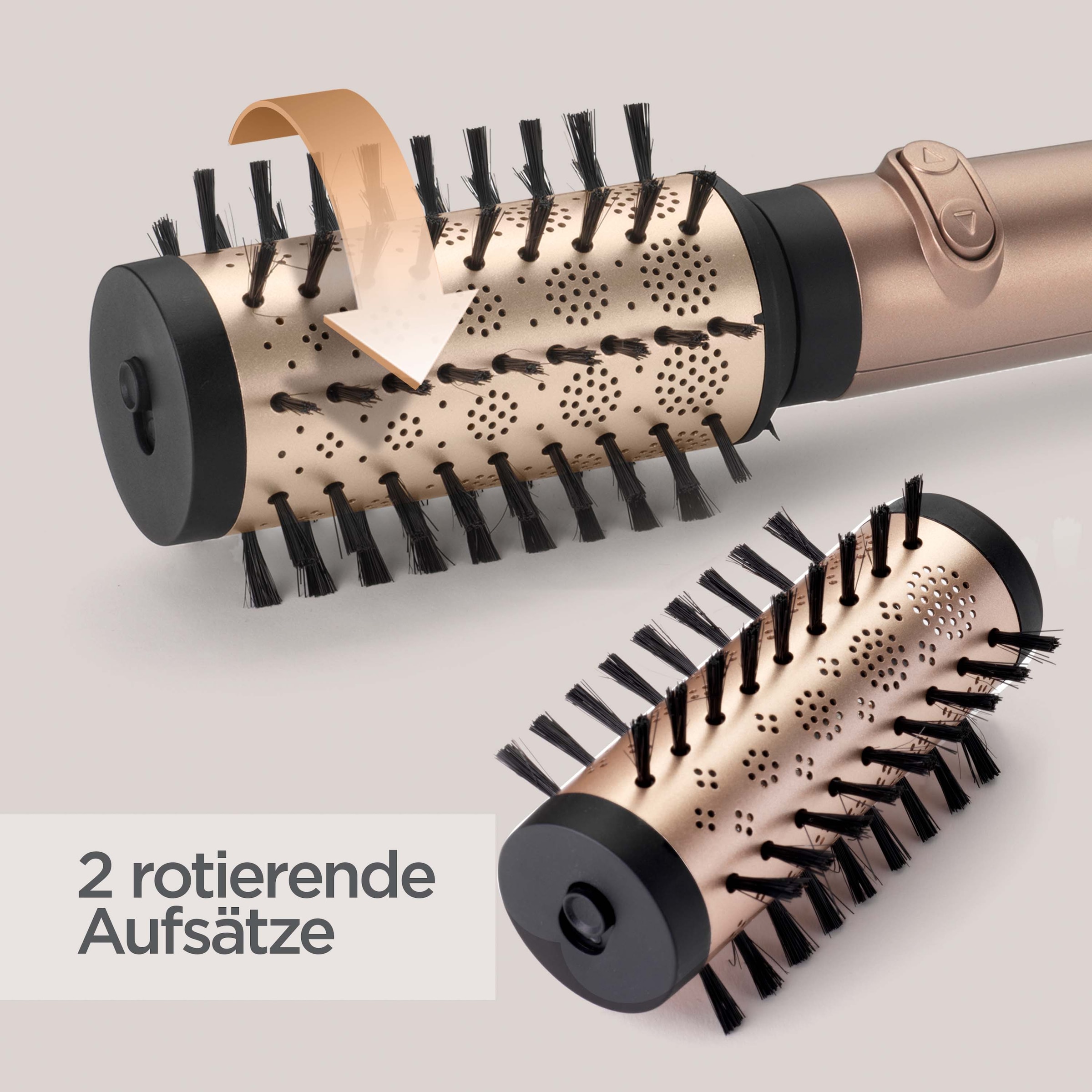BaByliss Warmluftbürste »Big Hair Dual Warmluftbürste rotierend,  AS952E« 2 Aufsätze Rotierender Rundbürstenföhn mit Ionen, 2 Aufsätze für Volumen, 650 W
