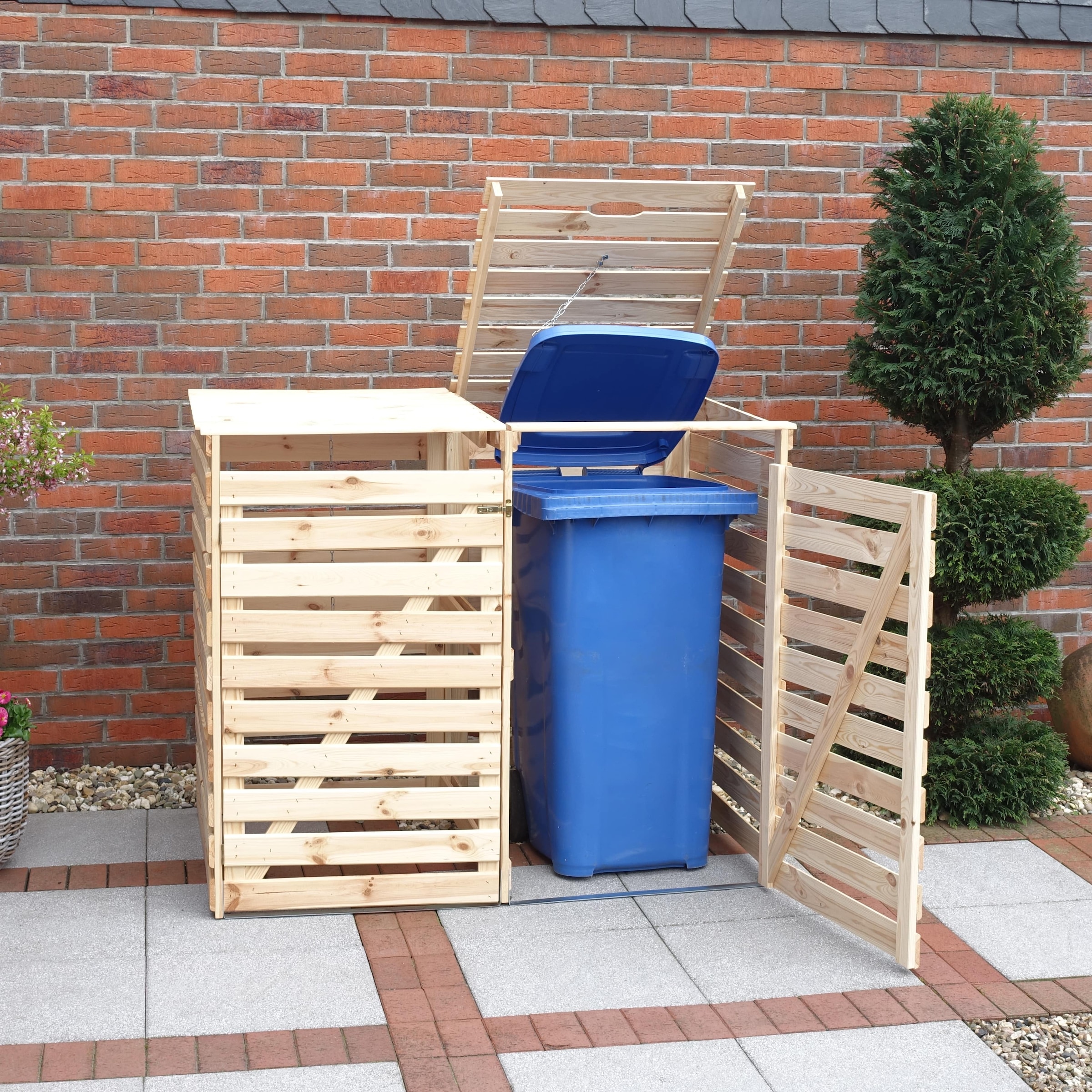 promadino Mülltonnenbox »Vario V« für 2 x 240 l, holzfarben