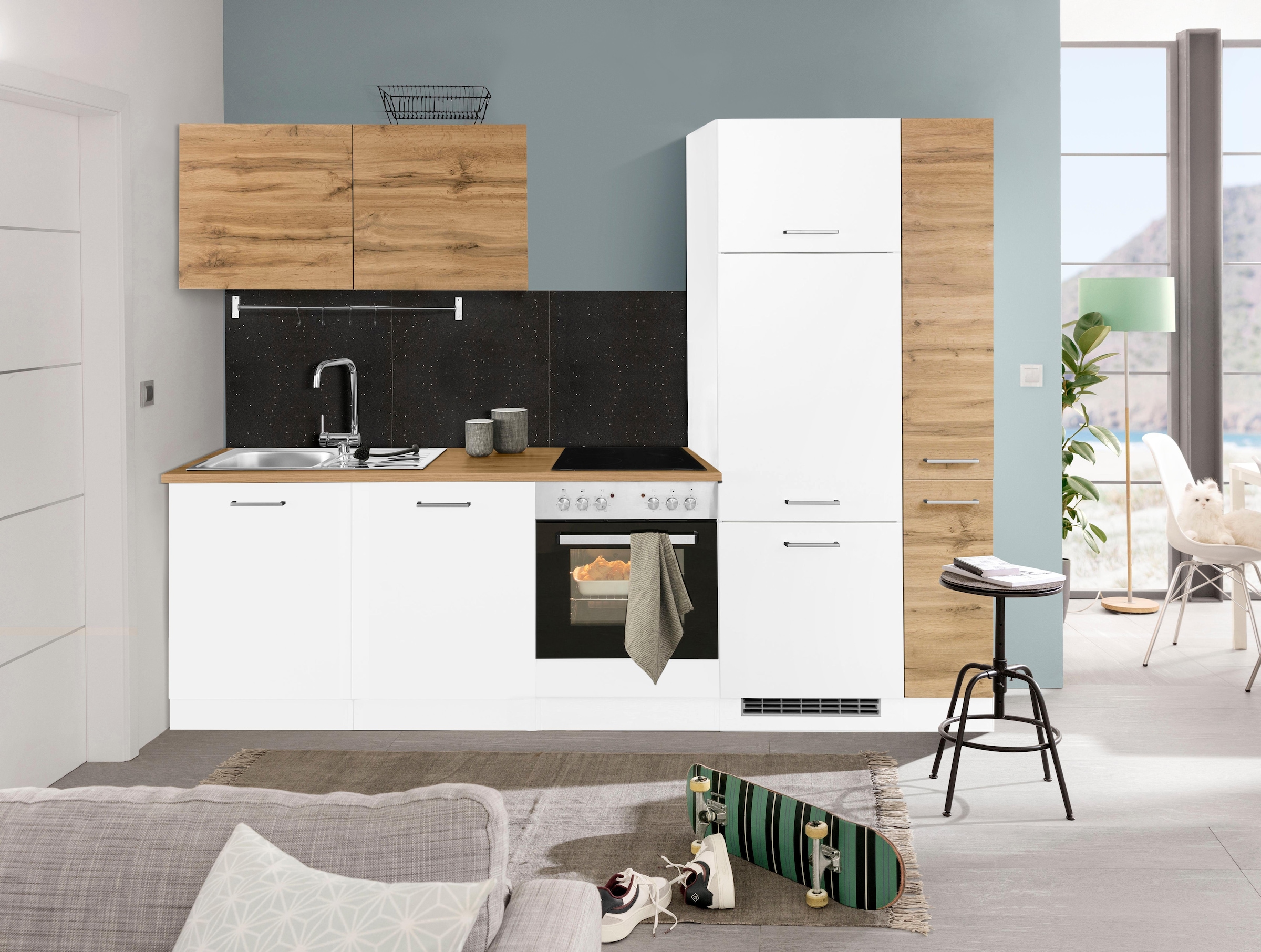 KOCHSTATION Küchenzeile »KS-Kehl«, ohne E-Geräte, Breite 270 cm, für Kühlschrank