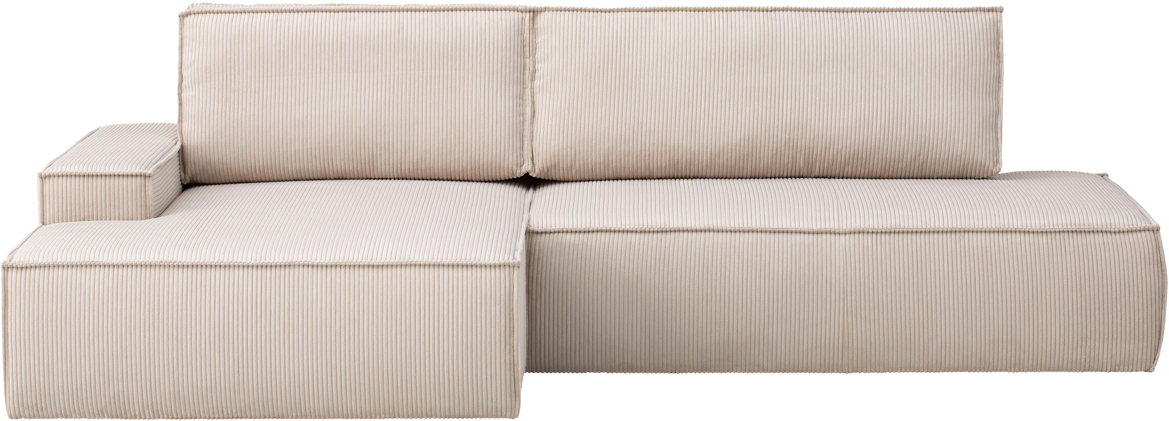 Home affaire Ecksofa »SHERWOOD, Schlafsofa in L-Form offen (275cm), Cord, Leinenoptik«, Schlaffunktion und Bettkasten, Kedernaht, hoher Sitz- & Liegekomfort