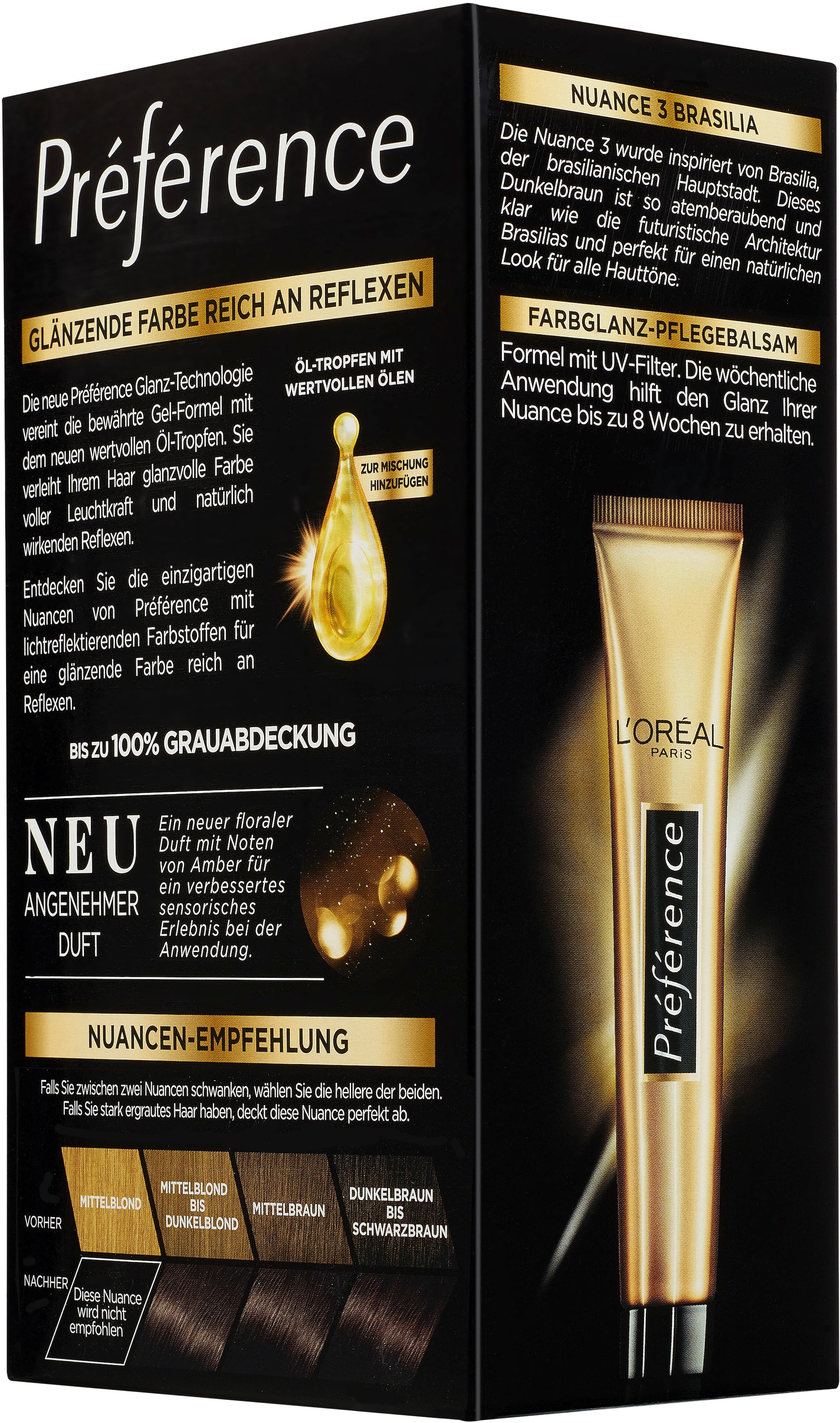 L'ORÉAL PARIS Coloration »Préférence«, (Packung, 3 tlg.), mit pflegender Formel