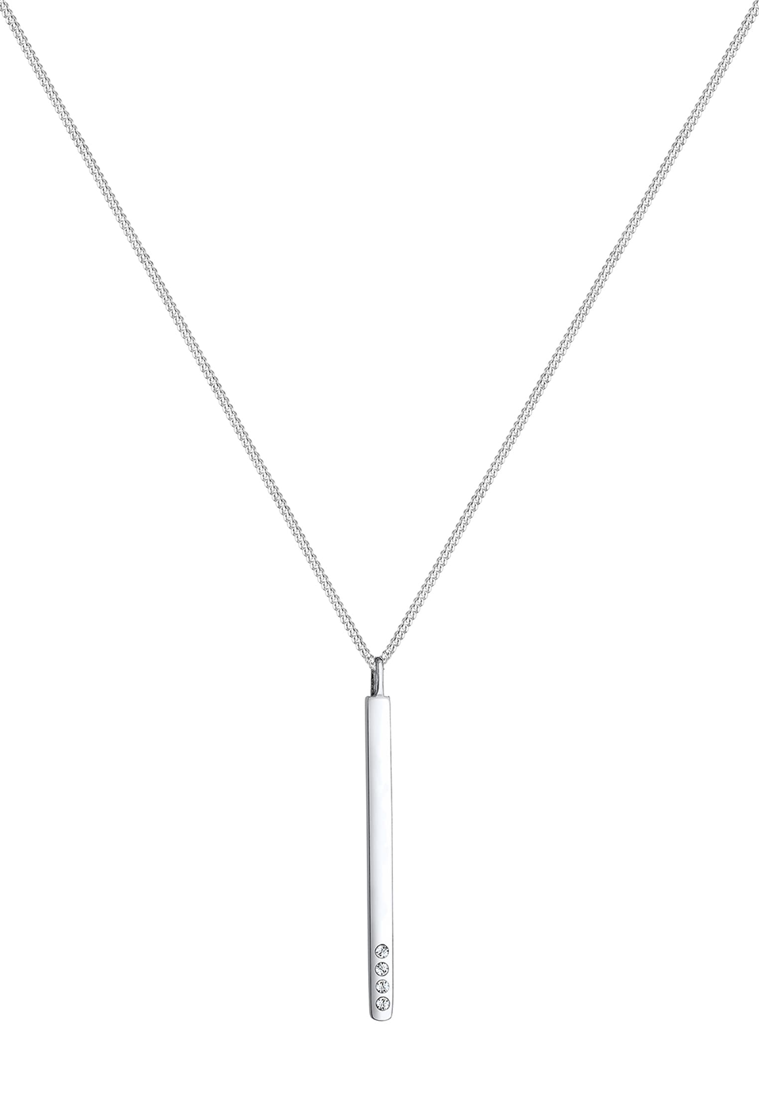 Elli Silberkette »Halskette Y-Kette mit Glas Kristalle Weiß 925 Sterling Silber«