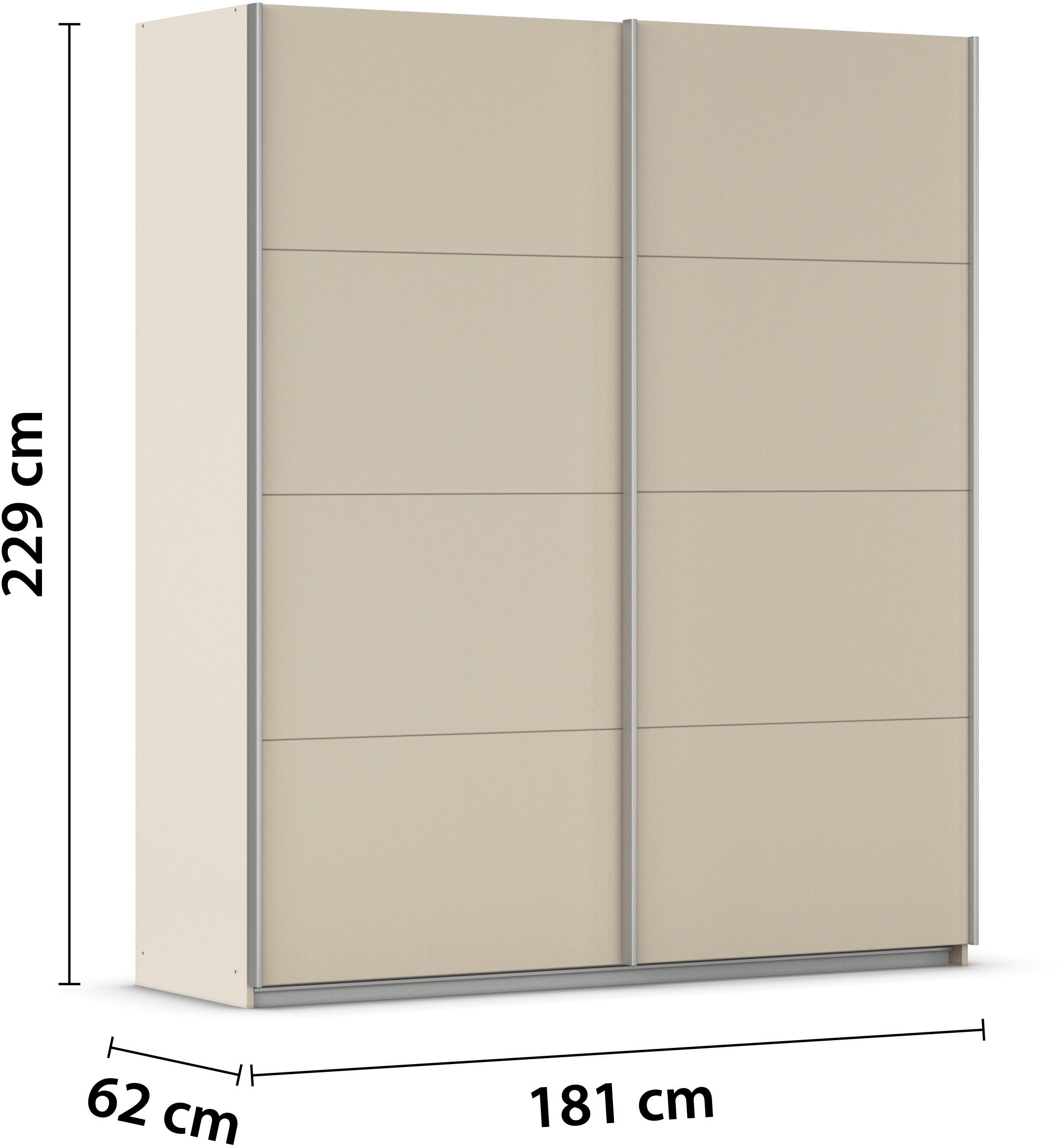 INOSIGN BY RAUCH Schwebetürenschrank »Kleiderschrank Schrank Garderobe Schlafzimmerschrank THANOS«, (in 3 verschiedenen Ausstattungen BASIC/CLASSIC/PREMIUM), Optional mit Spiegel, Metall-Griffleisten alufarben MADE IN GERMANY
