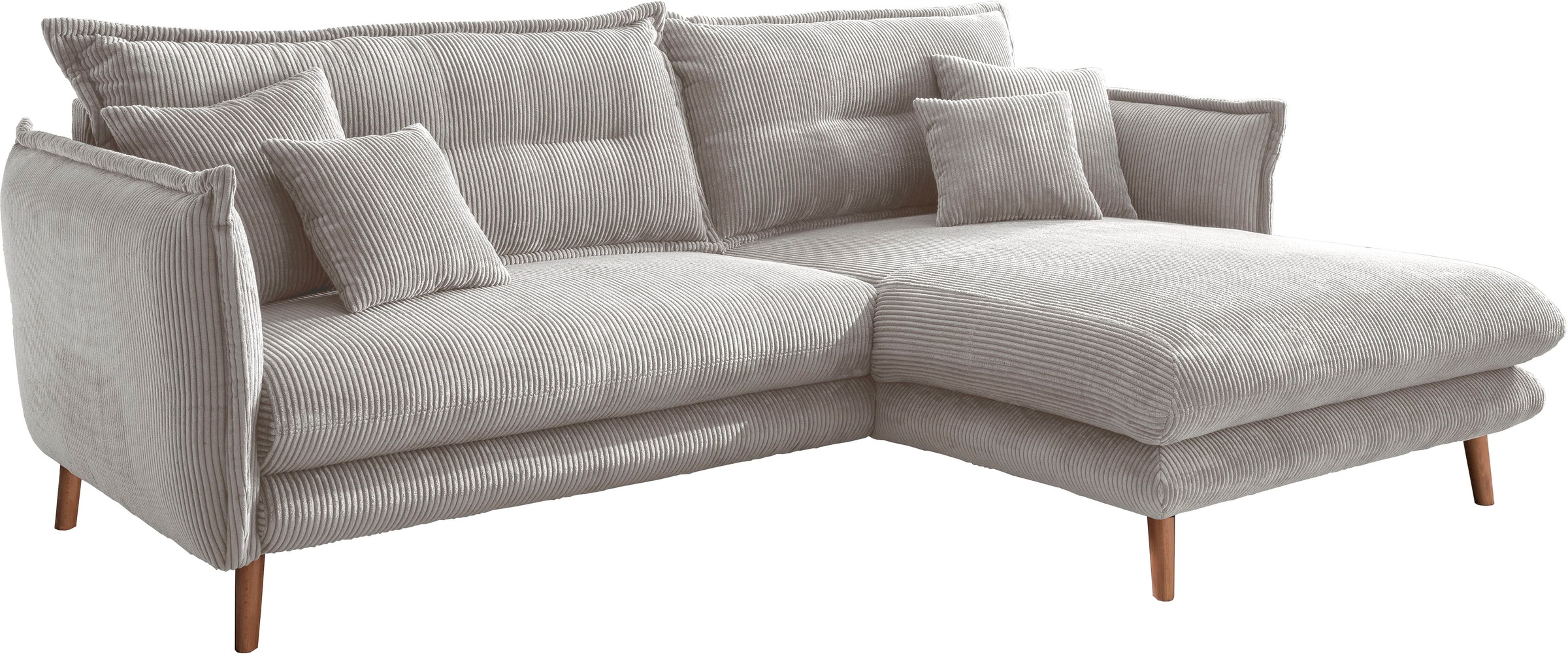 INOSIGN Ecksofa »Lazio modern und bequem, schmale Armlehnen, tolle Detailverarbeitung«, zwei verschiedene Fußfarben wählbar