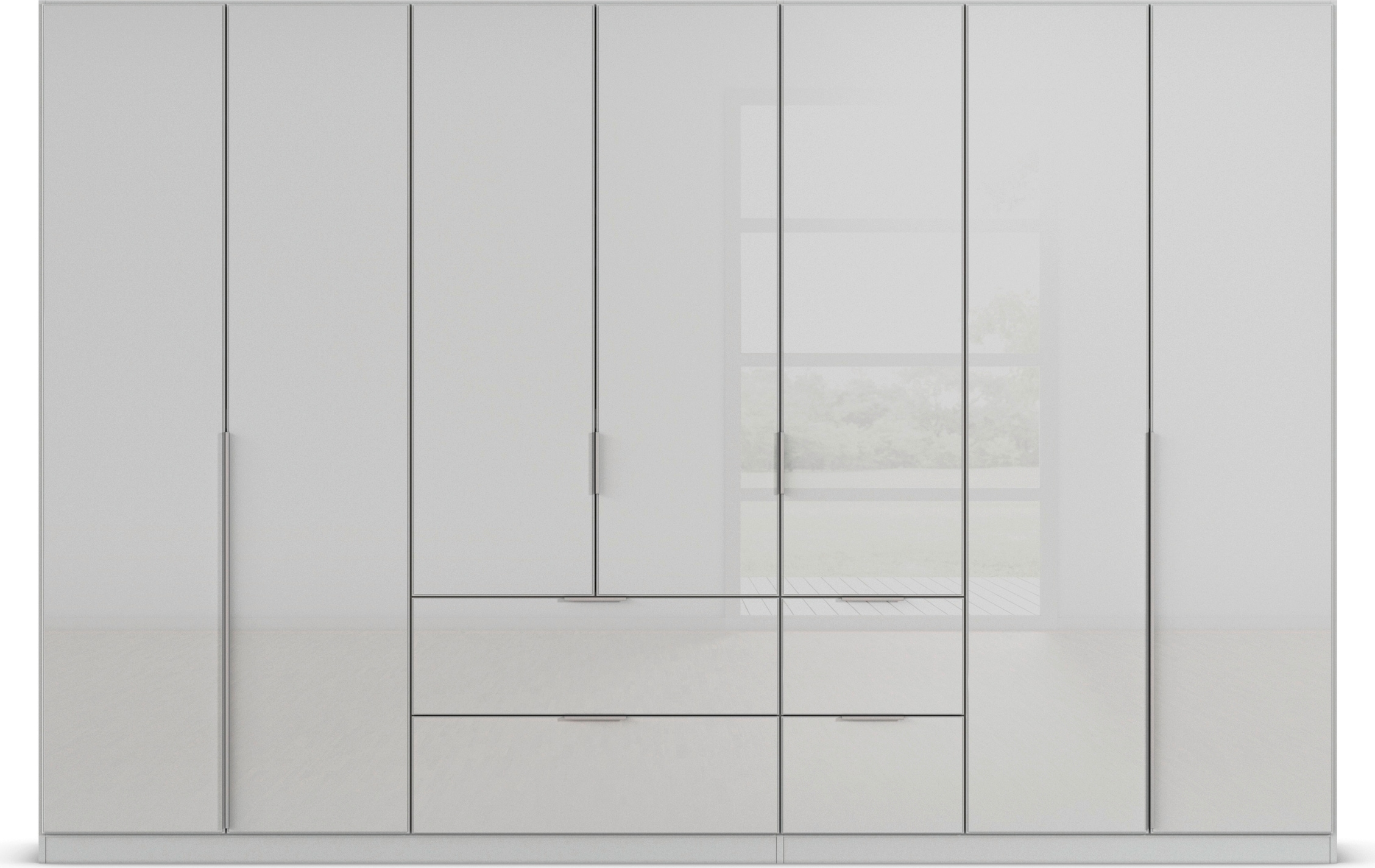 rauch Drehtürenschrank »Kleiderschrank Kleiderschränke Schrank Garderobe AGORDO mit Glasfront«, (in zwei Griff-Farben mit Glasfront), mit Außenschubkästen, in 6 Breiten und 2 Höhen MADE IN GERMANY
