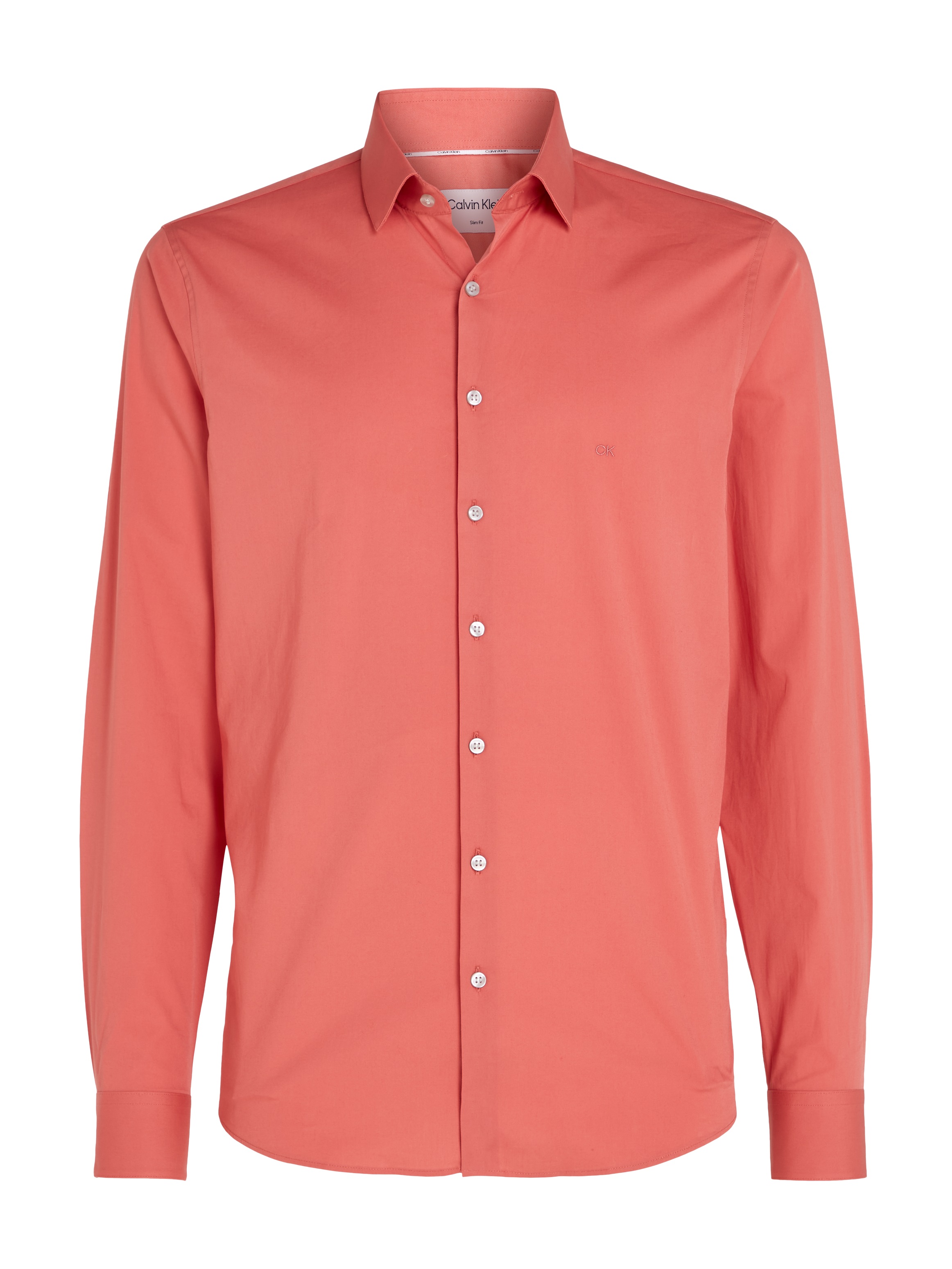 Calvin Klein Businesshemd »POPLIN STRETCH SLIM SHIRT«, mit Kentkragen, Logoprint auf Brusthöhe