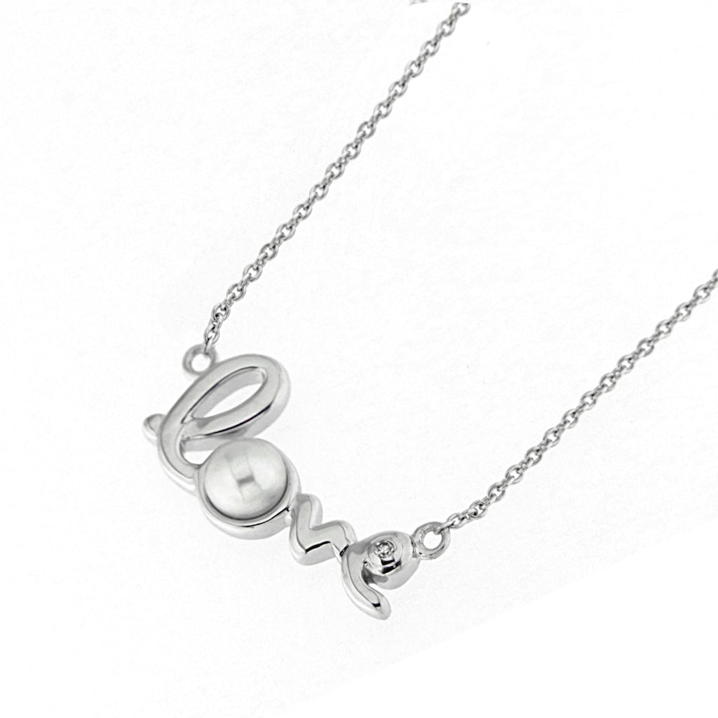 Smart Jewel Collier »Collier Mittelteil Love mit Süßwasser-Perle und Diamant, Silber 925«