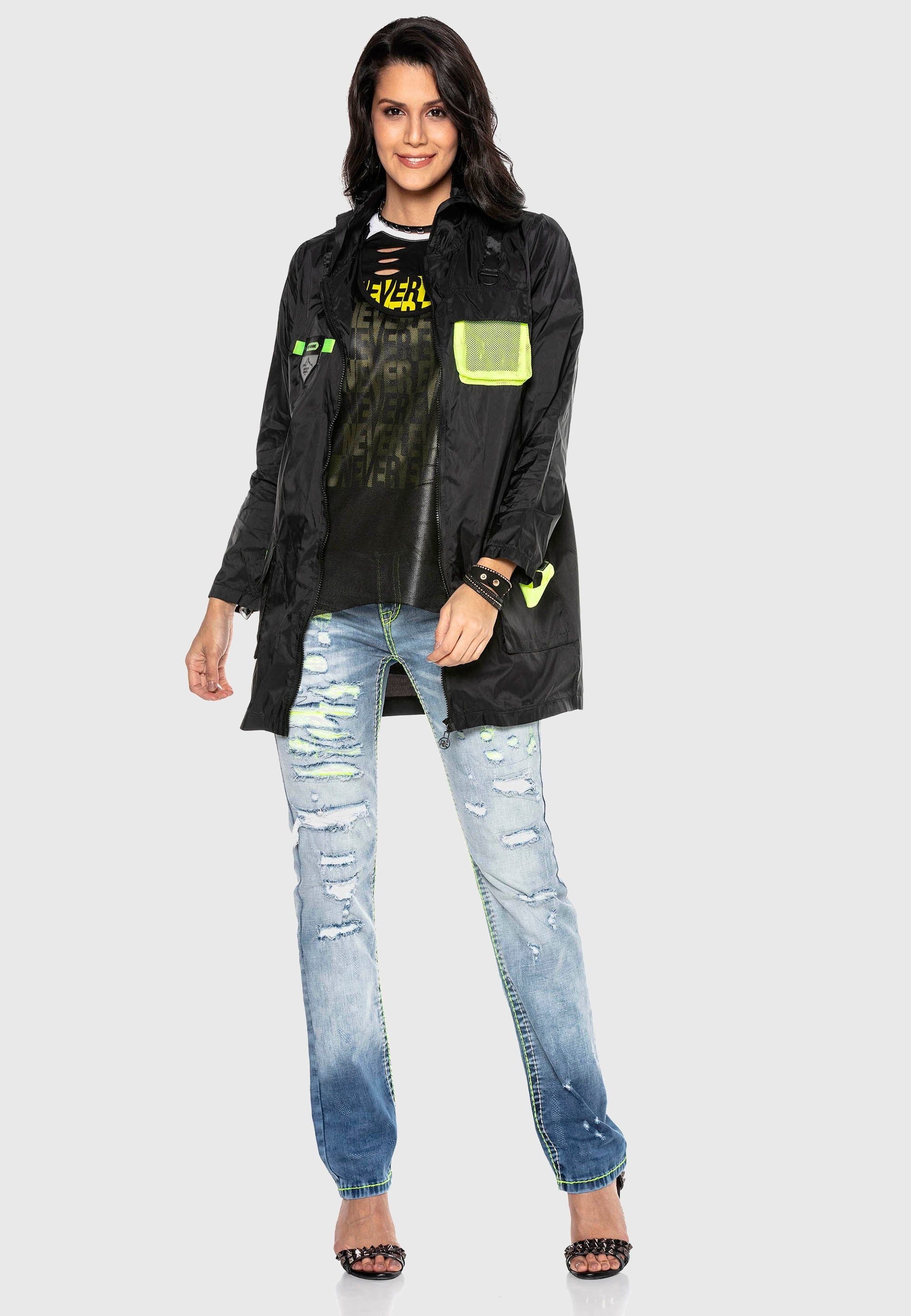 Cipo & Baxx Regenjacke »Cipo & Baxx Mäntel« mit Kapuze im modernen Look