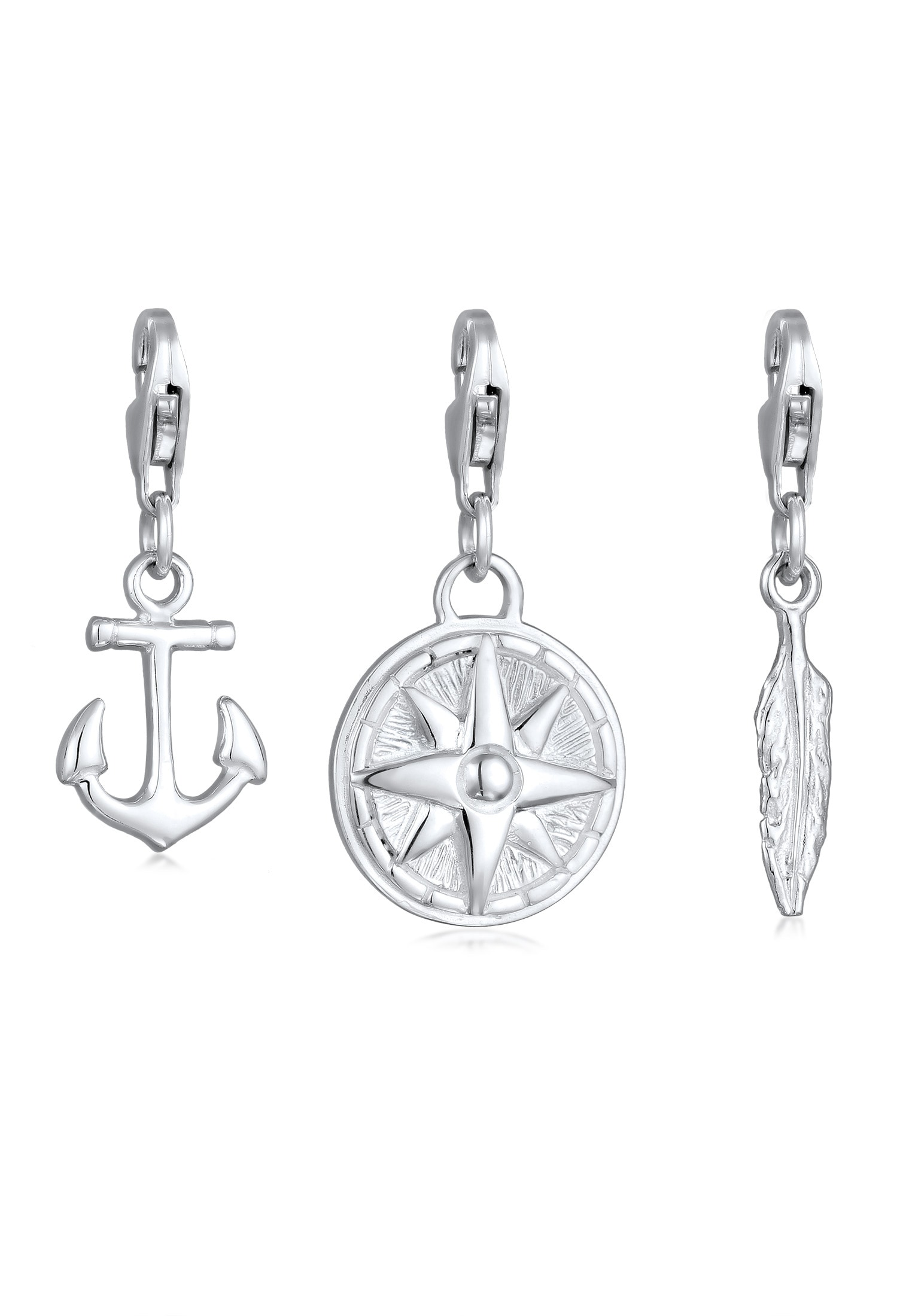 Charm Anker »Charm Set Anker Wildrose Feder 925 Sterling Silver«