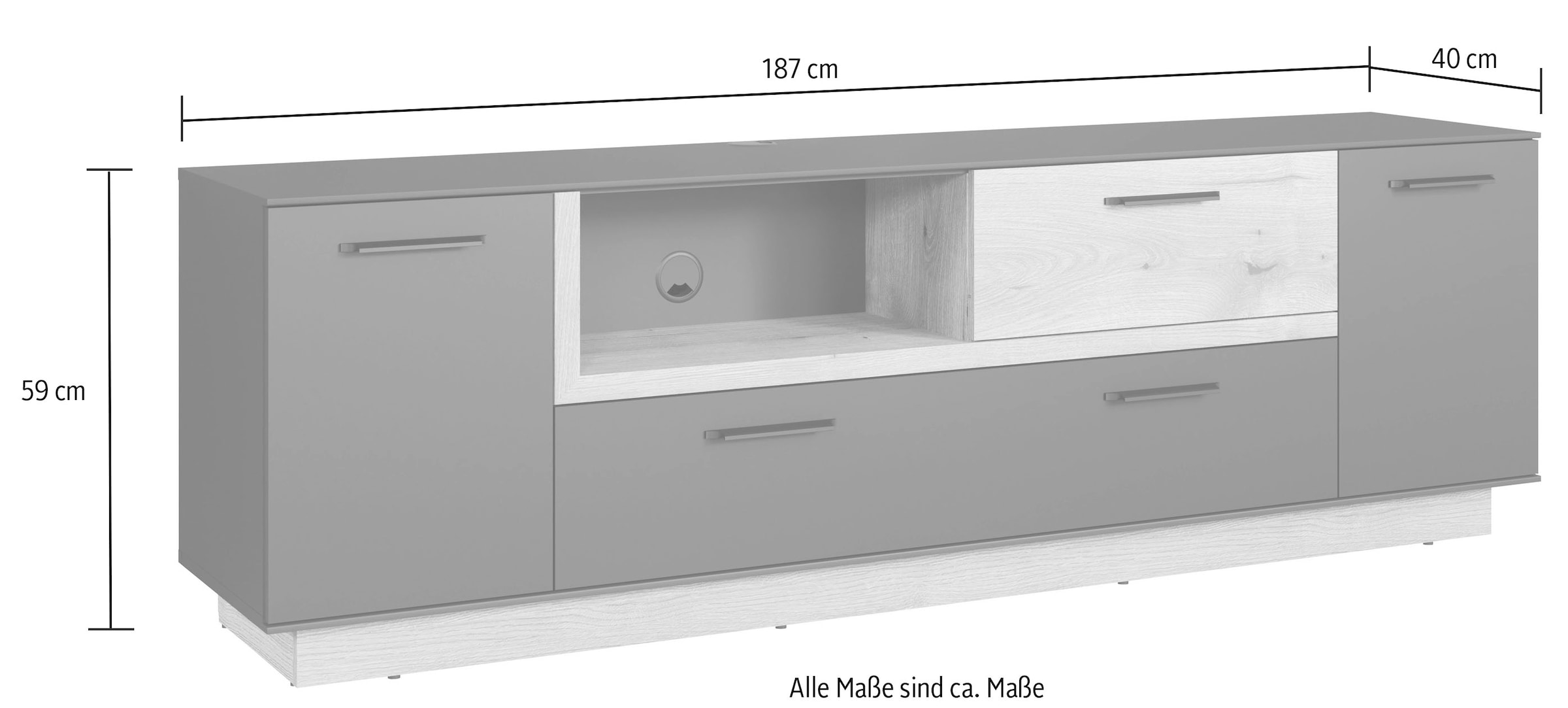 INOSIGN TV-Bank »Premont«, (1 St.), Eleganter, zweifarbiger TV-Schrank - Lowboard mit Soft-Close