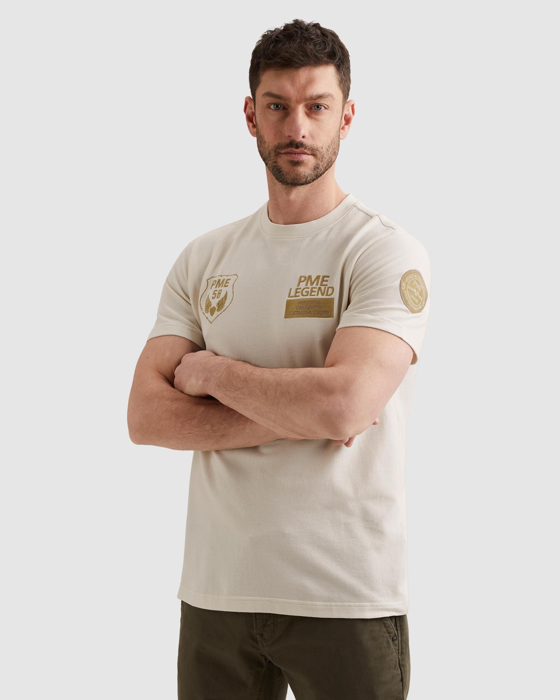 PME LEGEND T-Shirt »Short sleeve r-neck flat waffle jersey« mit Logo Prints