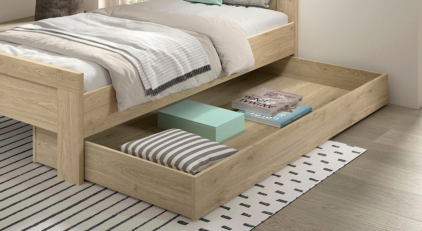 Vipack Einzelbett »SAM auf Rollen, einfach bedienbar, bietet zusätzlich Stauraum« (B/H/T ca. 198,5x18,5x93,6 cm) auch als Zusatzbett nutzbar,  Innenmaß für Matratze B:190xH:12xT:90cm, Bodenplatte geschlossen