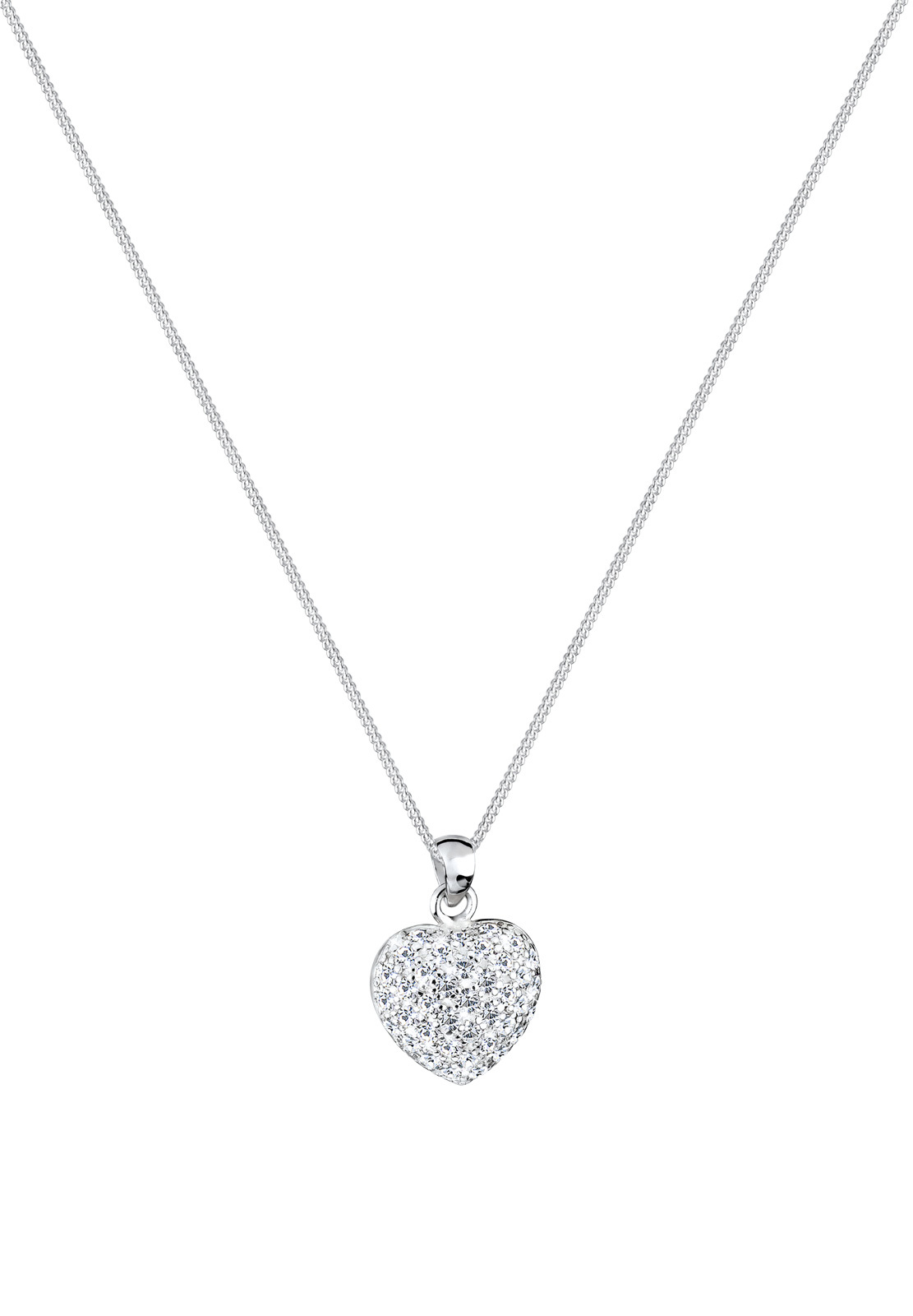 Elli Silberkette »Halskette Herz Anhänger 925 Silber, mit Kristallen von Swarovski®«