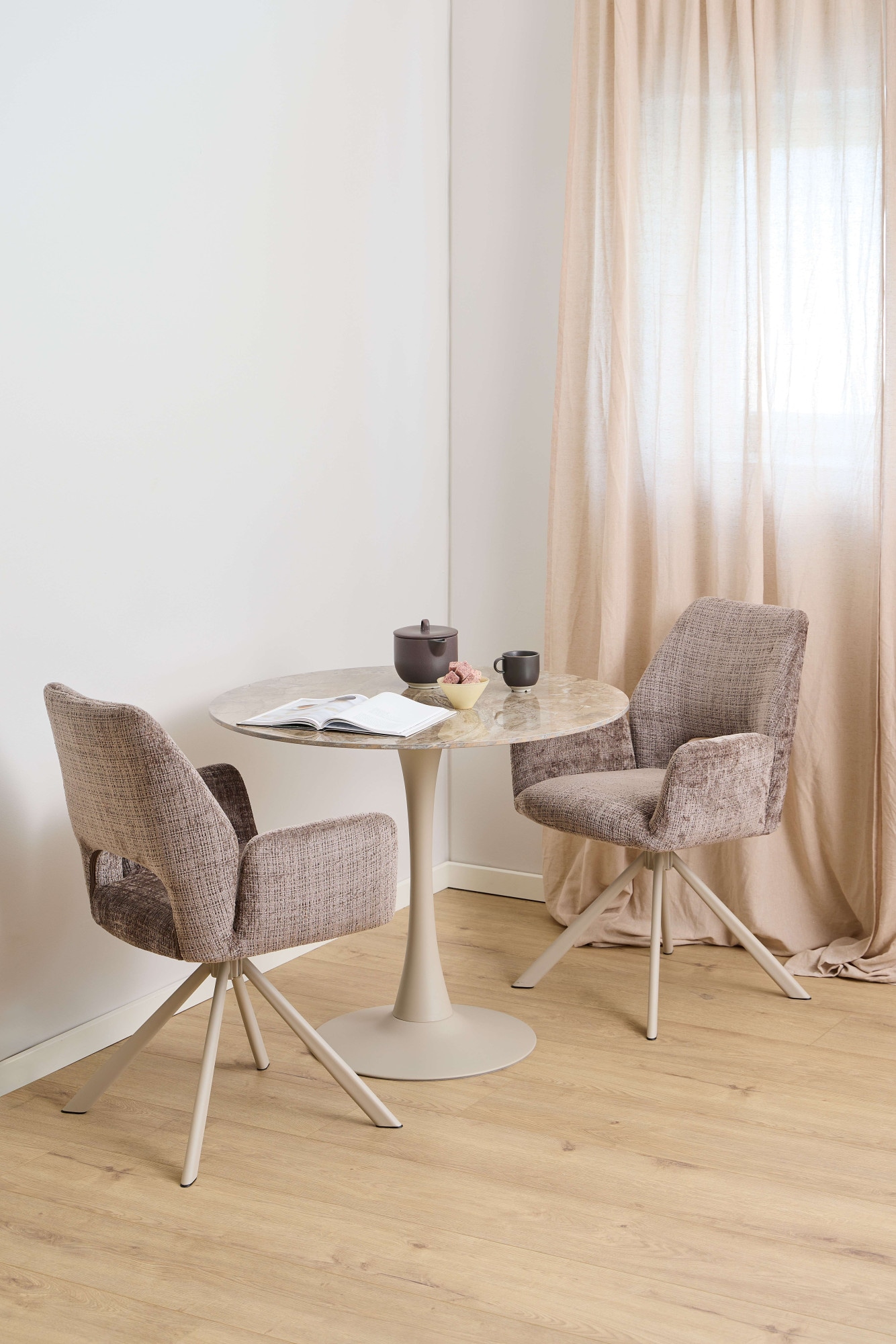 ACTONA GROUP Esstisch »Malta« 1 Stk. tlg. Keramik-Tischplatte, Trompetenfuß, Küchentisch rund, Ø 90 cm, 3 Farben