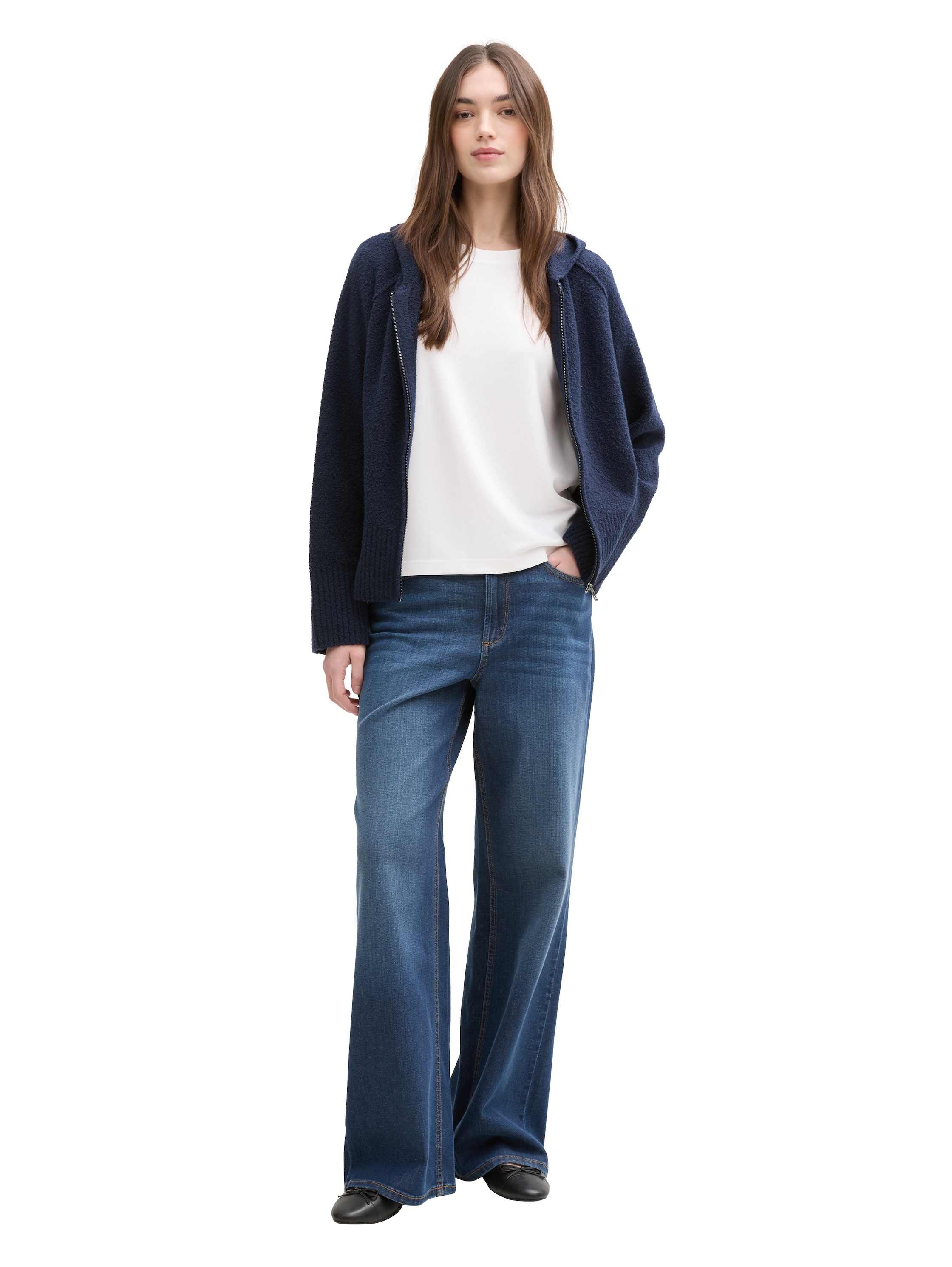 TOM TAILOR Denim Rundhalsshirt, mit Rundhalsausschnitt