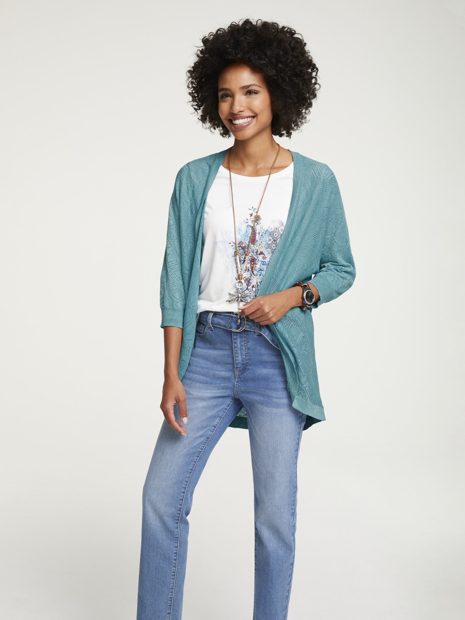 Strickjacke in Ajourstrick