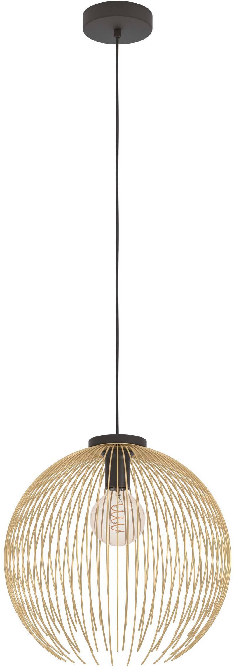 EGLO Hängeleuchte »Venezuela Hängelampe, Pendelleuchte, Esszimmerlampe, Metall, E27« E27 1 Stk. Hängeleuchte - H110 x Ø40 cm - schwarz, gold - 1X40W exkl.