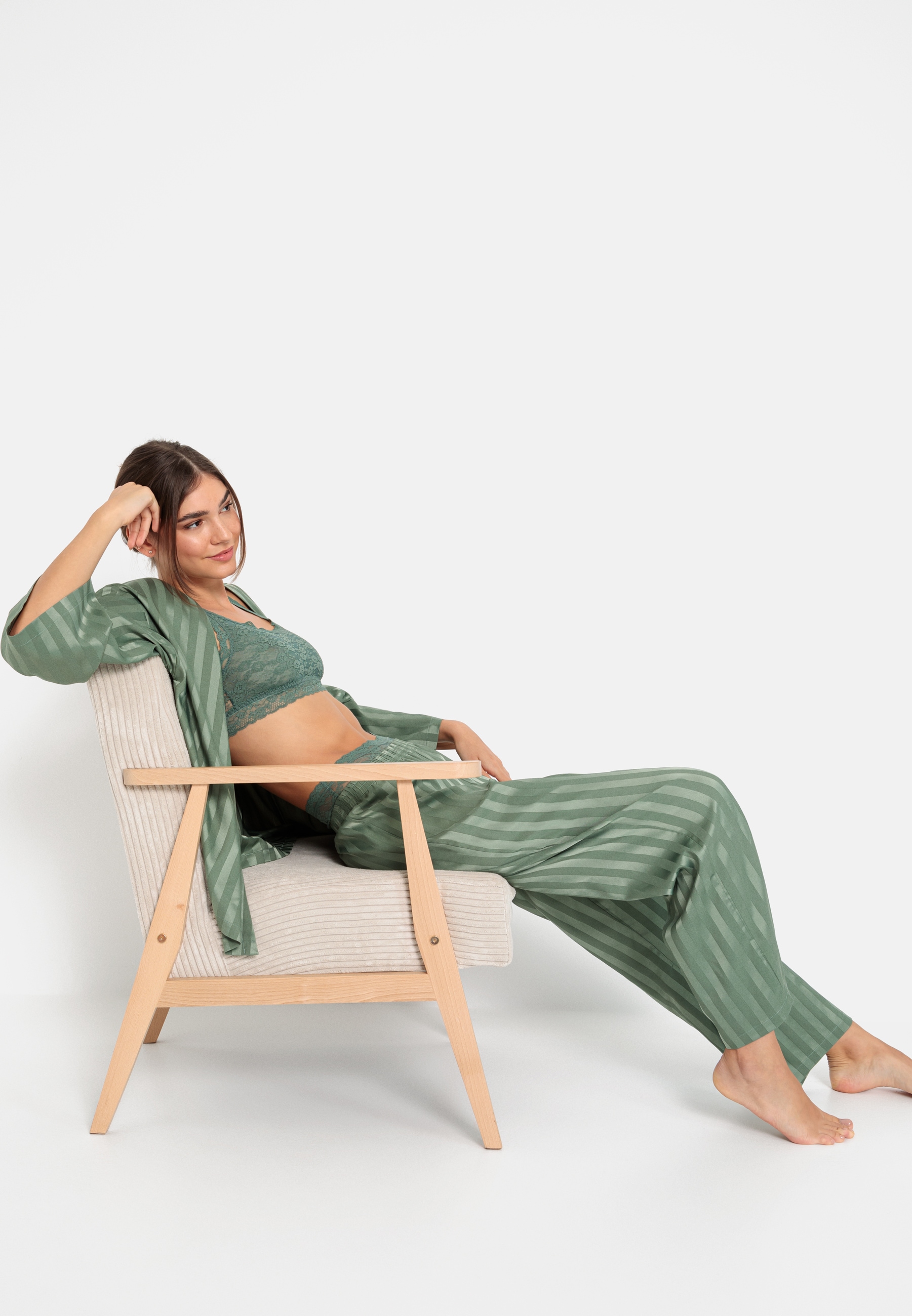 LSCN by LASCANA Pyjama, (Set, 2 tlg.), im Kimono-Stil