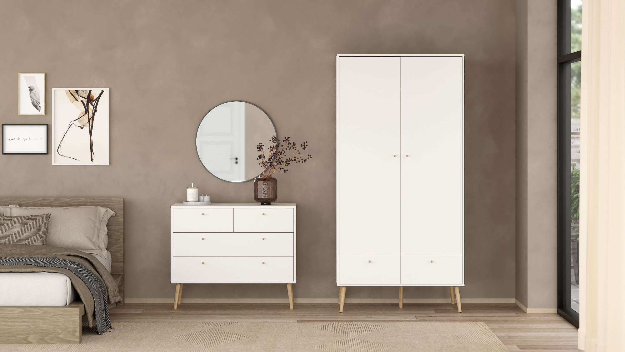 andas Kommode »Bodo, Aufbewahrung, Schubladenschrank, Stauraum«, 4 Schubladen, Beine und Griffe aus Echtholz, Breite 99 cm