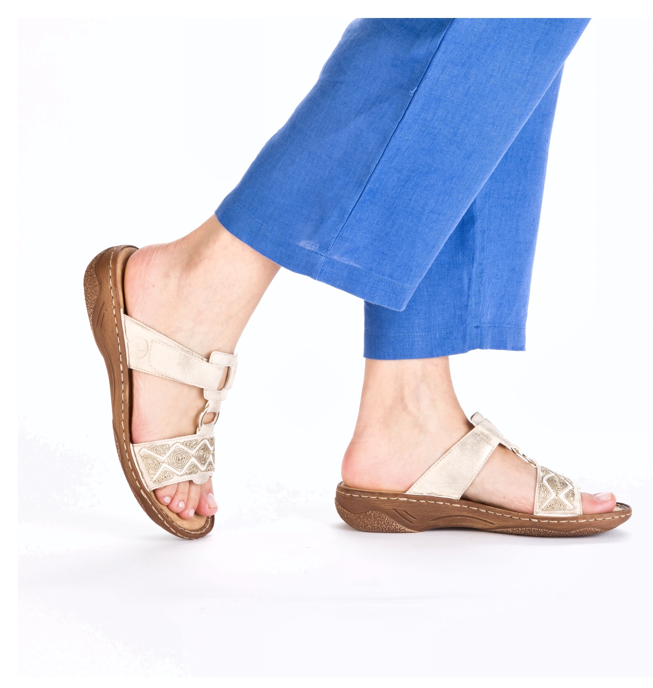 Rieker Pantolette, Sommerschuh, Strandschuh, Schlappen, Urlaubschuh mit Klettverschluss