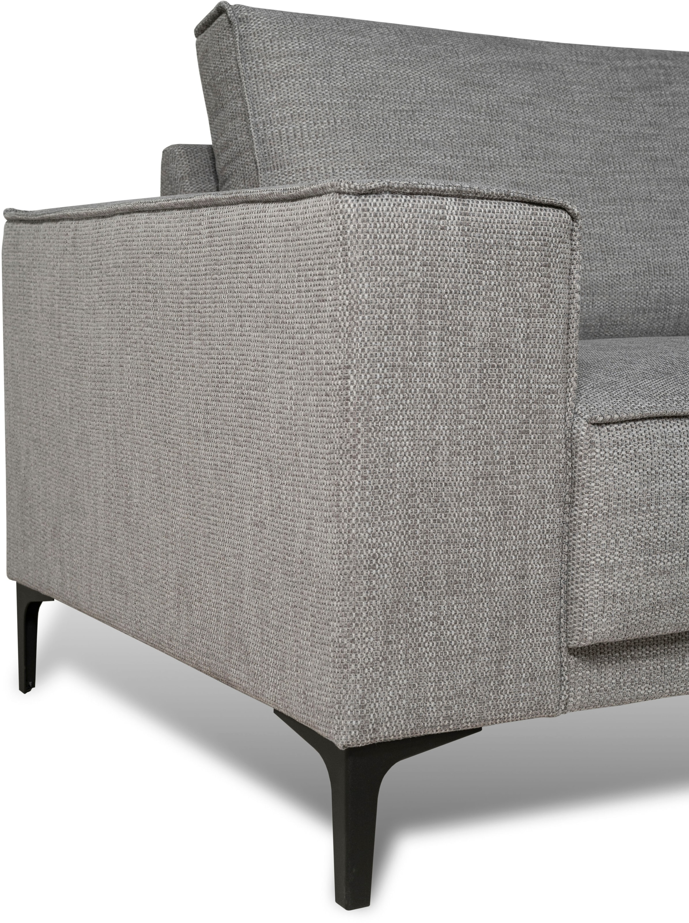 Places of Style Ecksofa »Polsterecke Oland, Struktur, Flachgewebe, Luxus-Microfaser, Boucle«, L-Form, 280 cm, Wellenunterfederung, Skandi-Design, Metallfüße