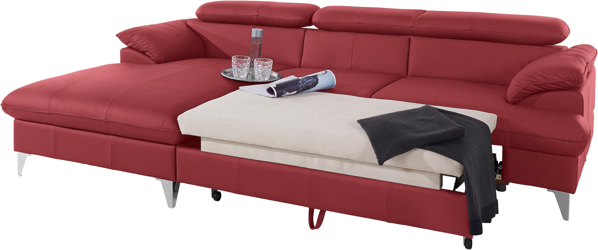COTTA Ecksofa »Caluso L-Form«, inklusive Kopfteilverstellung, wahlweise mit Bettfunktion