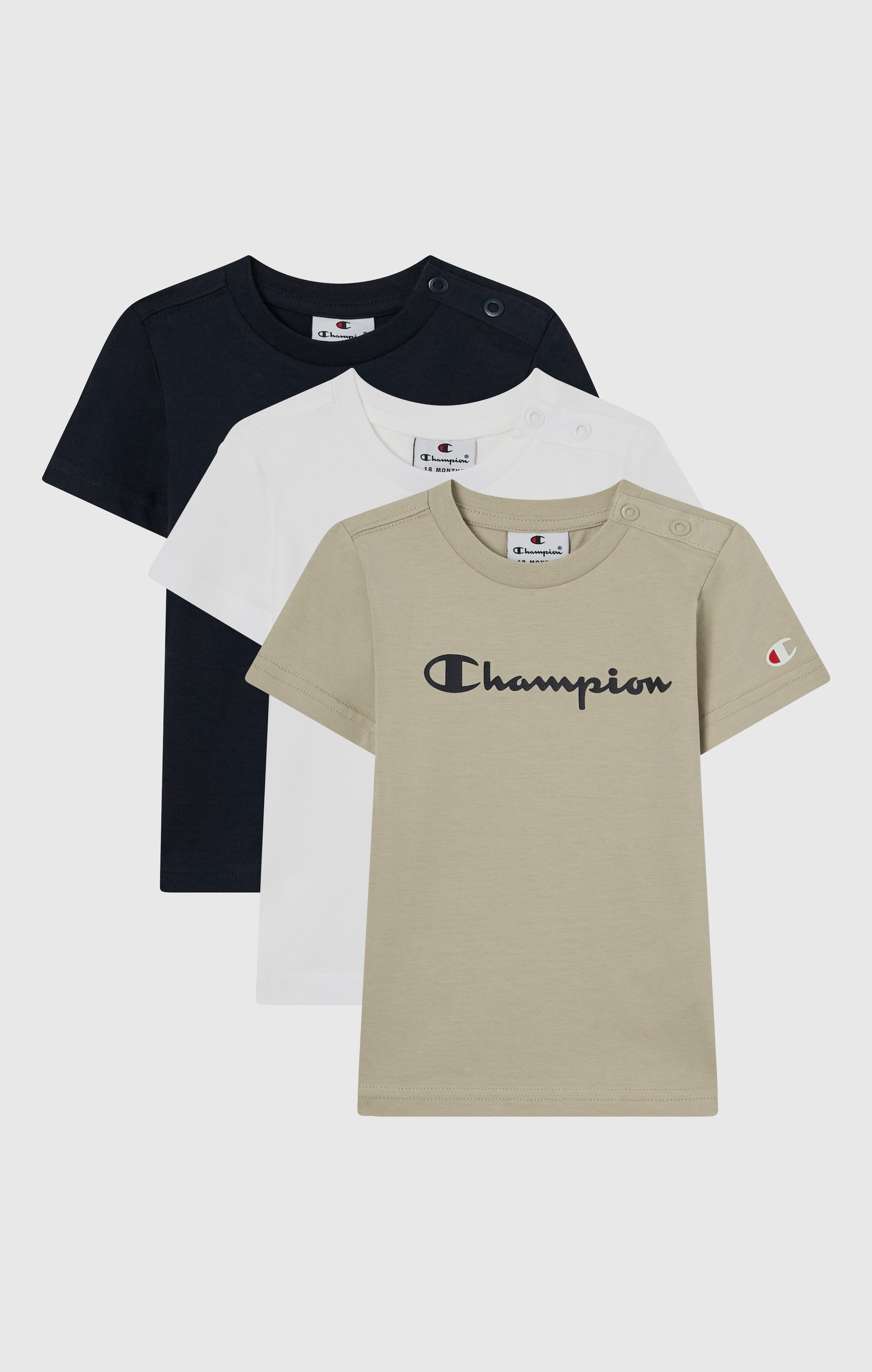 Champion T-Shirt »ICONS CONTRAST 3 pack Crewneck T-Shirt« Packung, 3, 3 Stk. für aktive Kinder, dreiteiliges Set, aus Baumwolle und Polyester