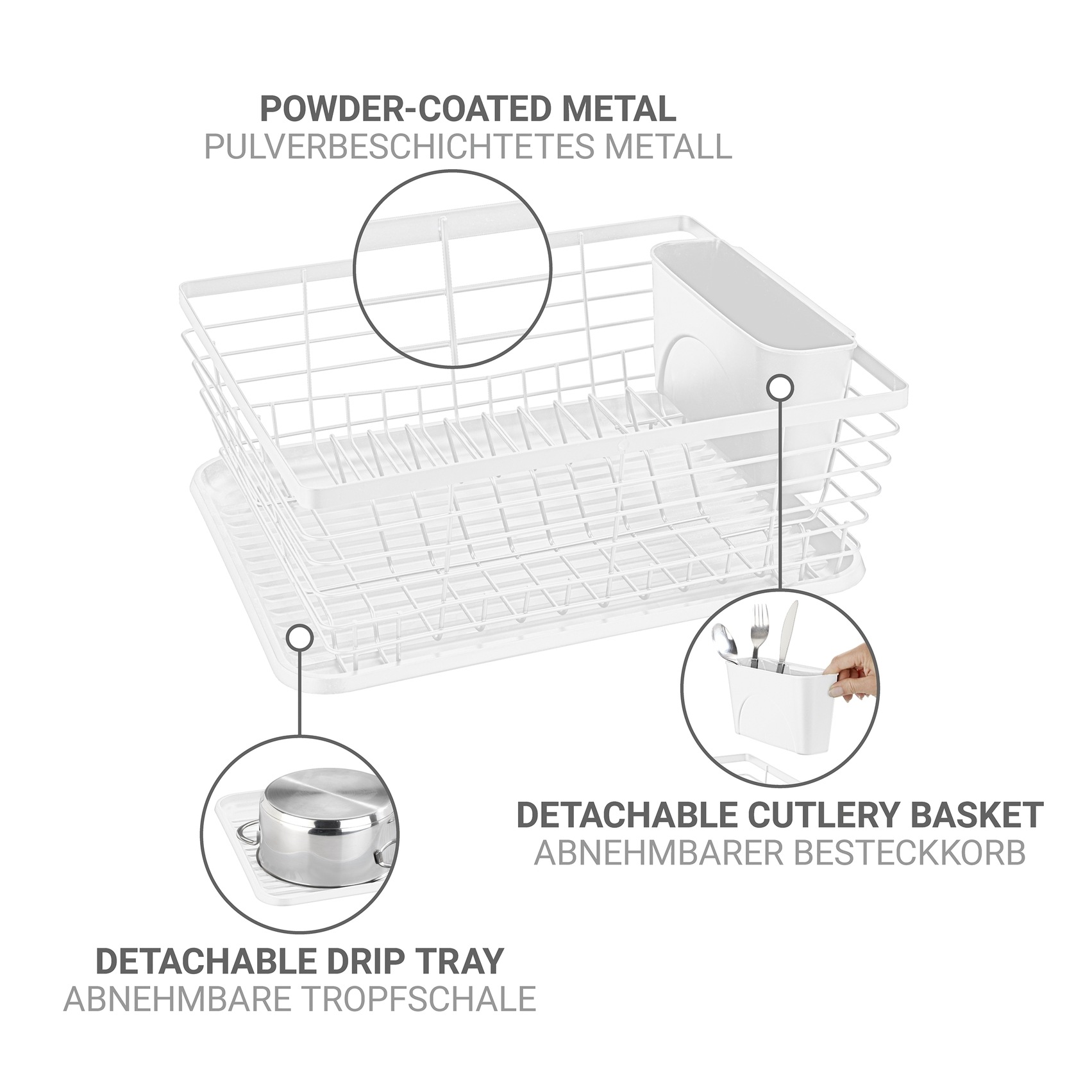 WENKO Geschirrständer »Modell Drip« Geschirrabtropfer mit abnehmbarem Besteckkorb und Abtropfschale