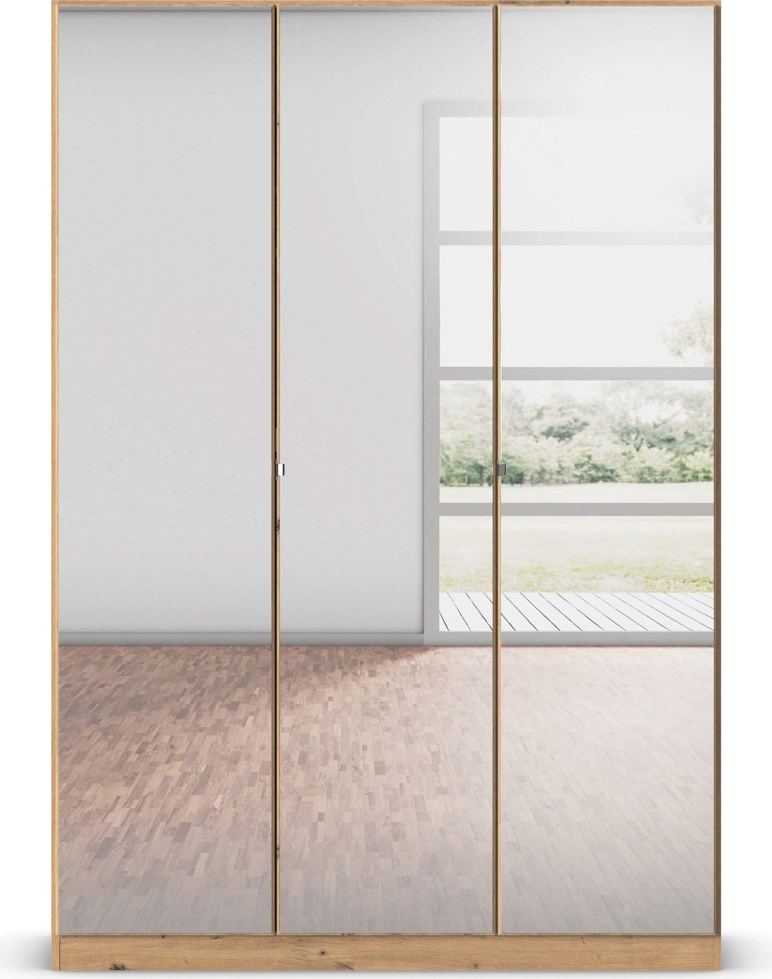 rauch Drehtürenschrank »Reflect«, mit Spiegelfront, inkl. praktischer Inneneinteilung und Stoffboxen-Set