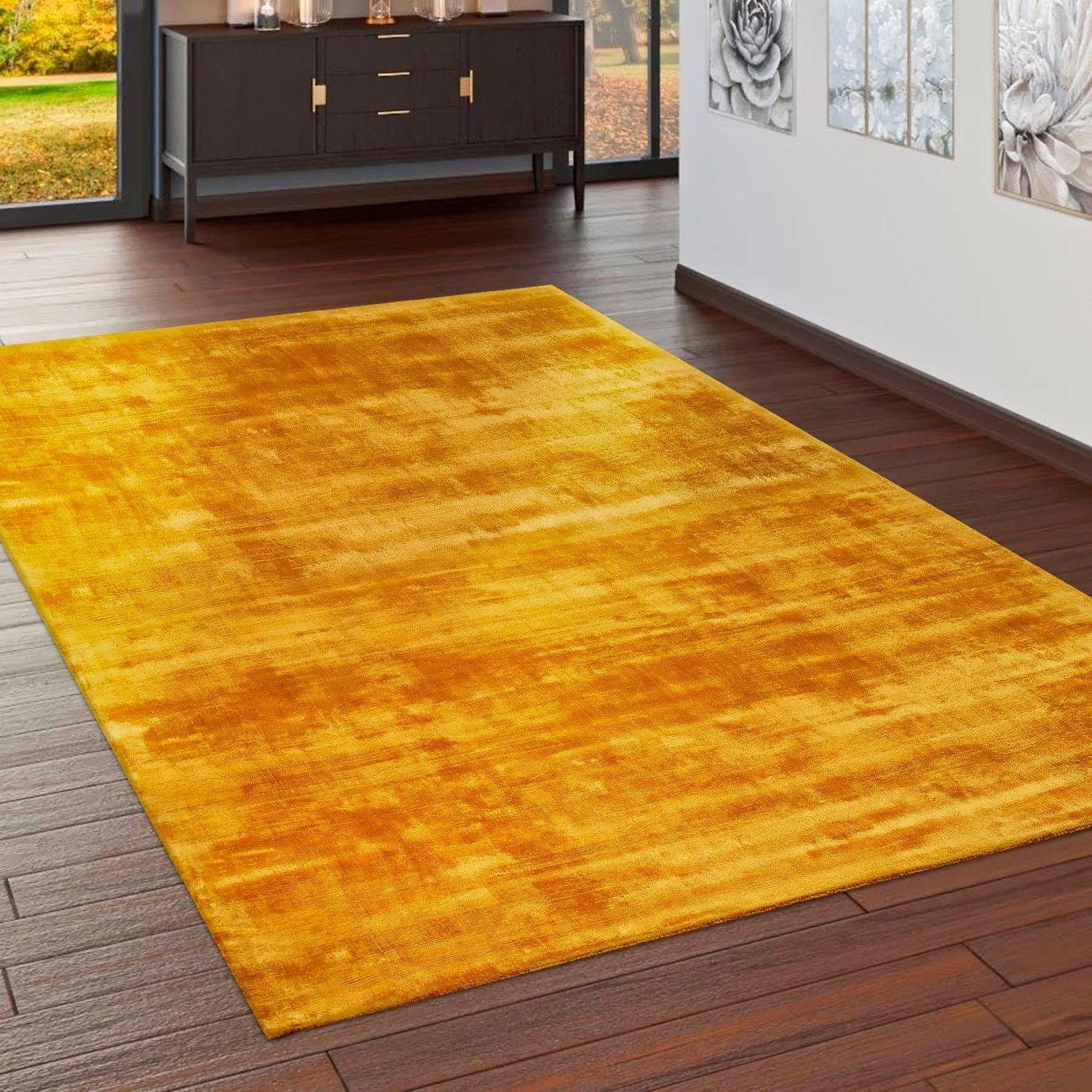 Paco Home Teppich »Glori 330«, rechteckig, 9 mm Höhe, Handweb, Kurzflor, 100% Viskose, handgewebt, mit leichtem Schimmer