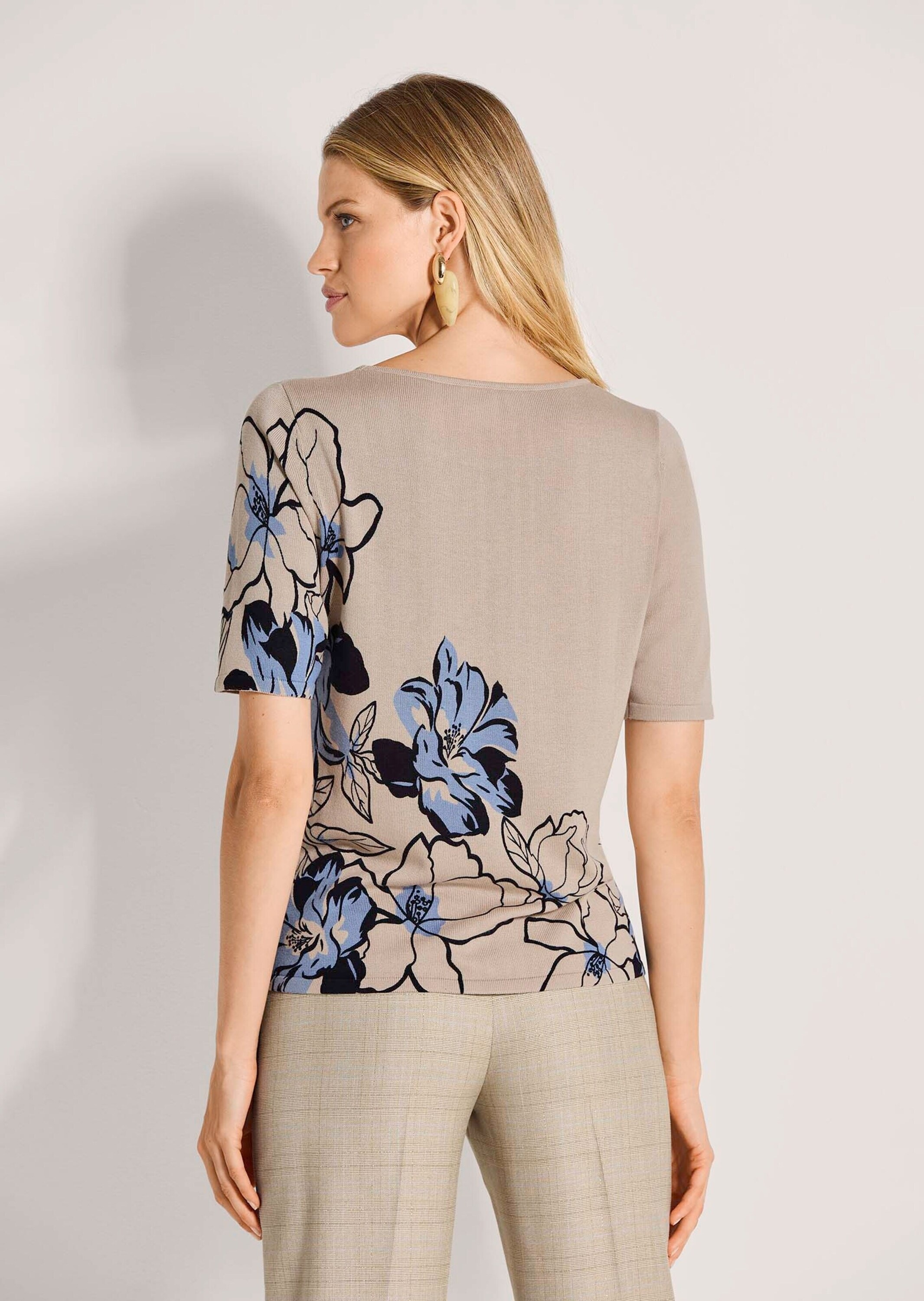 MADELEINE Longpullover »Feinstrickpullover Viskoseshirt mit Blumenmotiv« Blumenmotiv