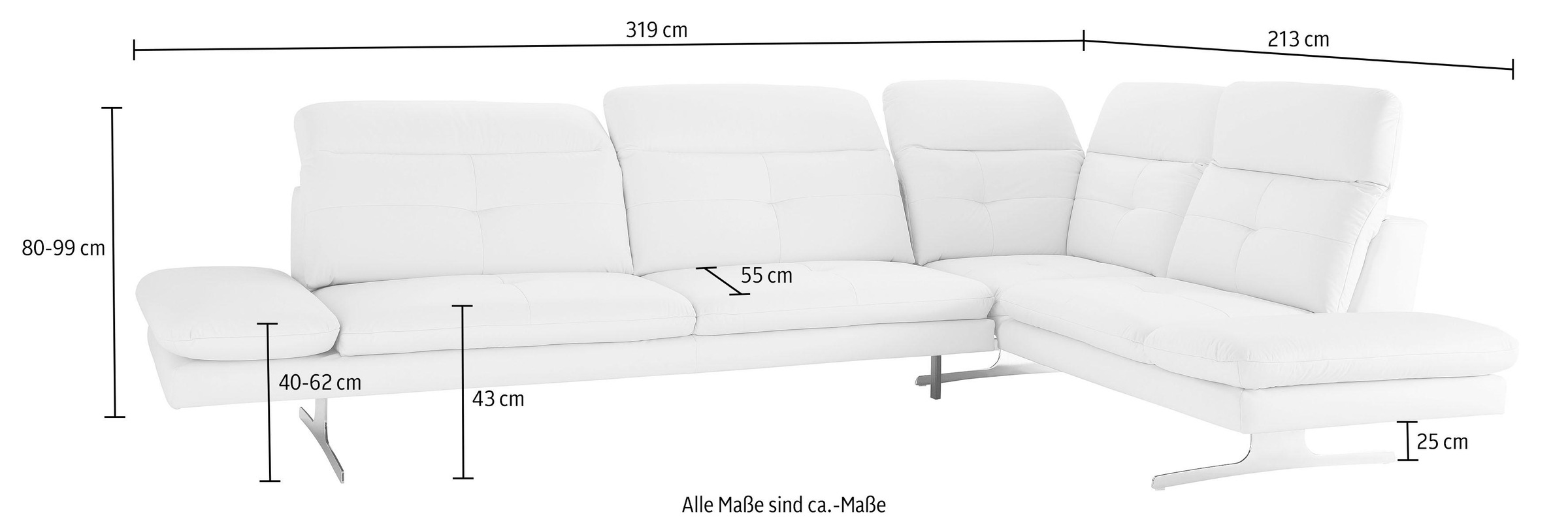 exxpo - sofa fashion Ecksofa »Dana, L-Form«, inkl. Kopf- bzw. Rücken- und Armteilverstellung