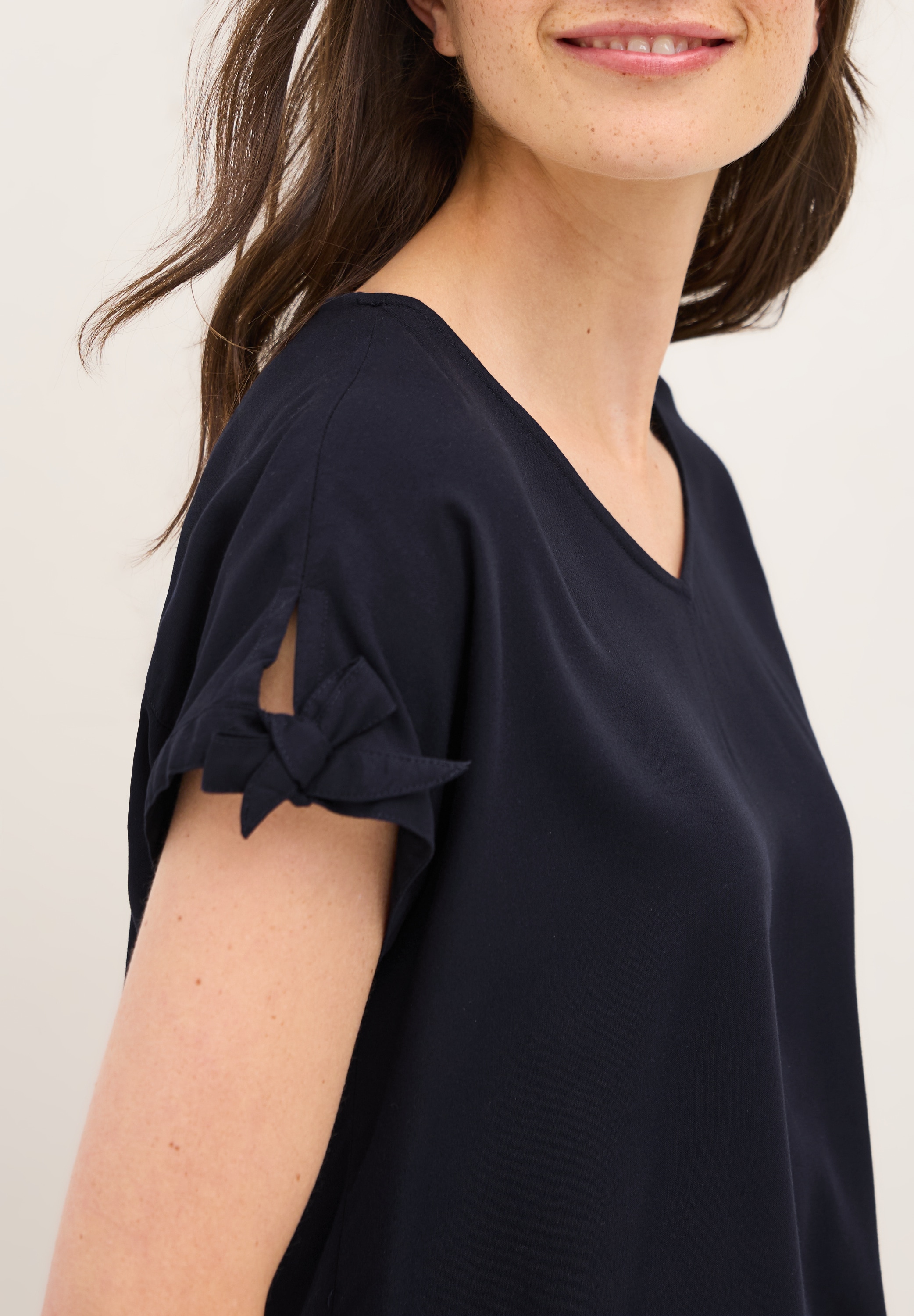 Cecil T-Shirt, Blusenshirt mit gerundetem V-Ausschnitt