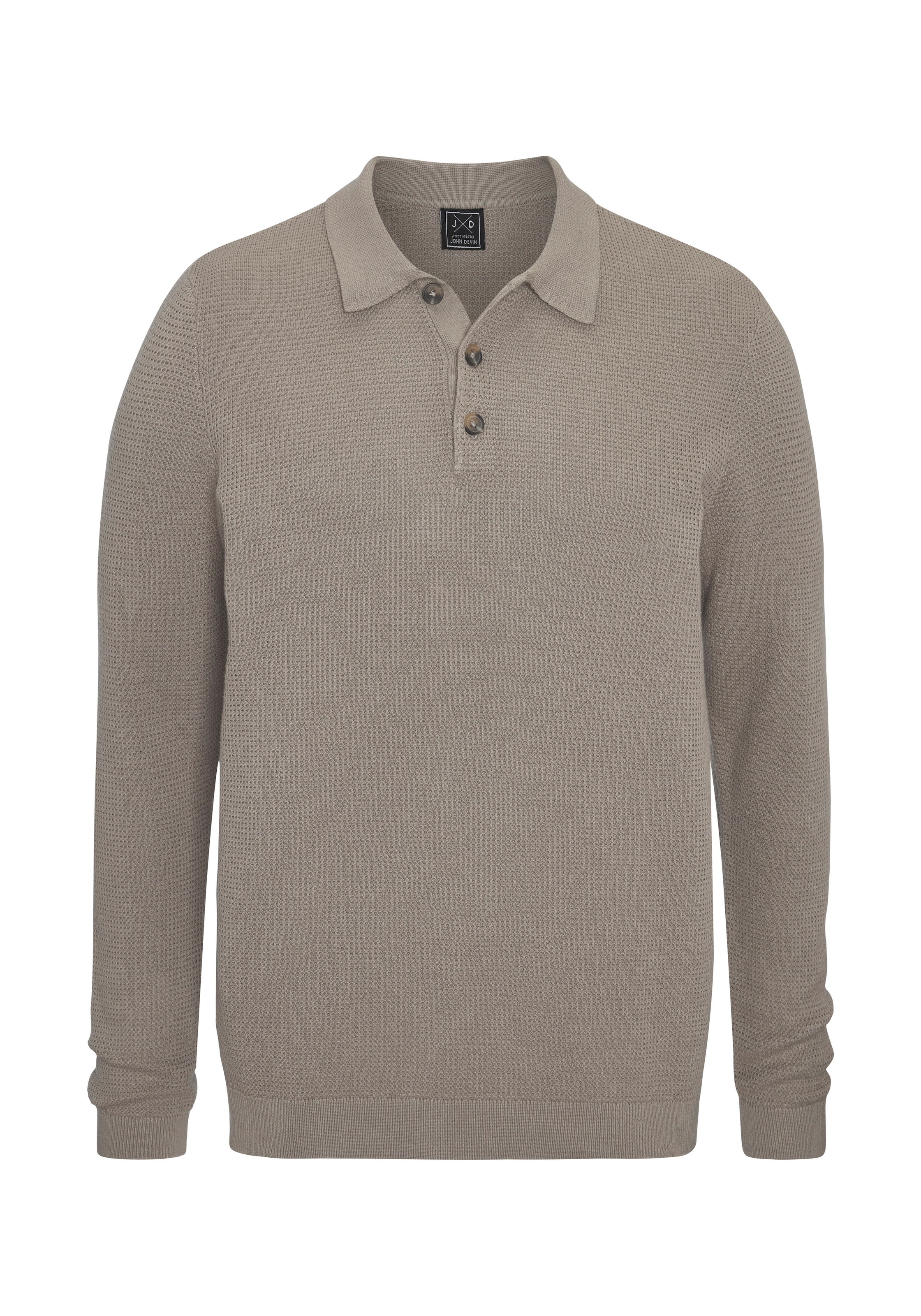 John Devin Strickpullover »-  leichtes Strick Poloshirt, Longsleeve« mit Polokragen und kleiner Knopfleiste