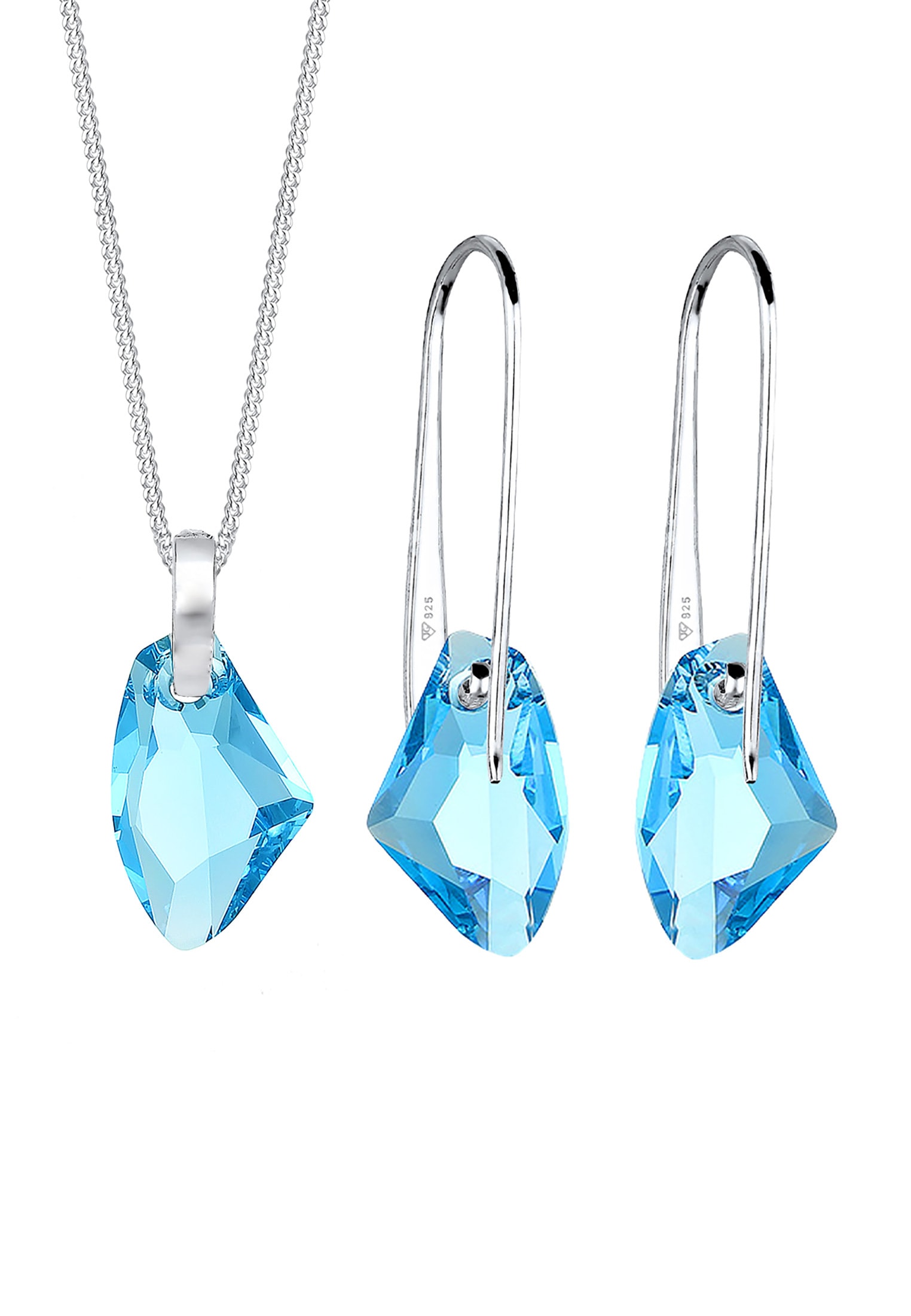 Elli Ohrring und Ketten Set »Schmuckset Glas Kristall Hellblau 925 Sterling Silber«