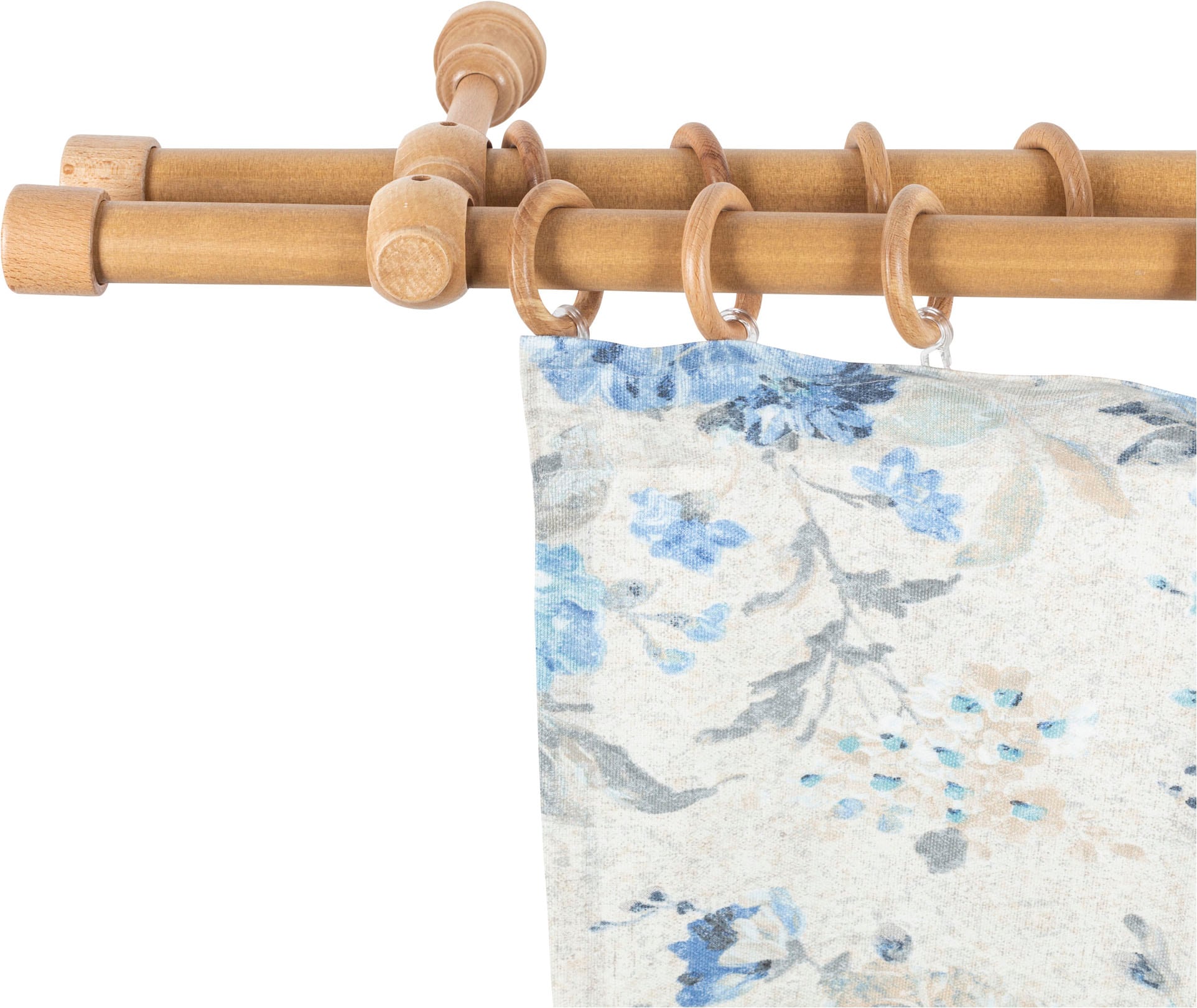 SN DECO GROUP Gardinenstange »Cafiro« 2 läufig-läufig Fixmaß 28 mm, Holz, verschiedene Längen und Farben, Komplettset